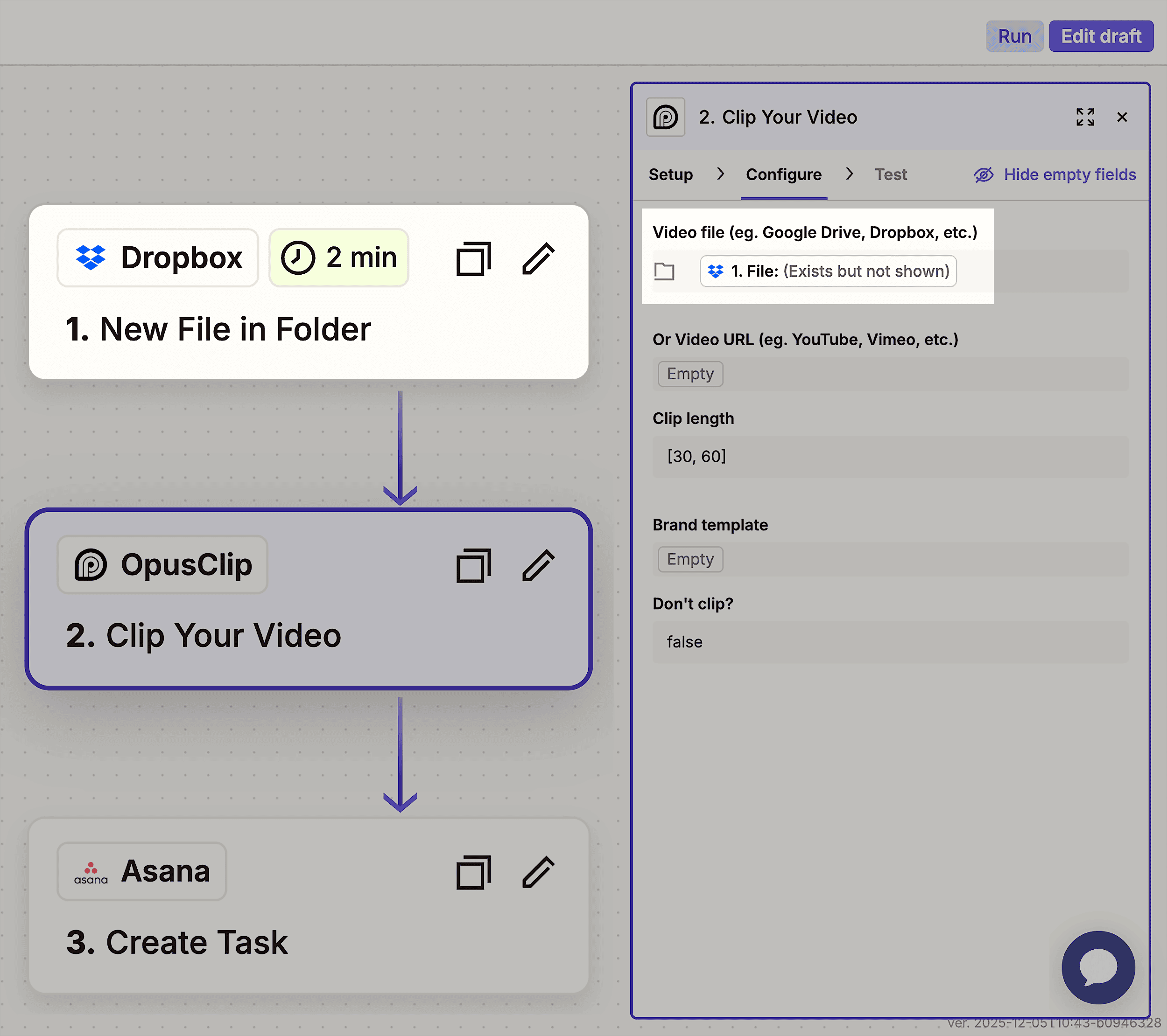 Dropbox step – Video file Dropbox step – Video file