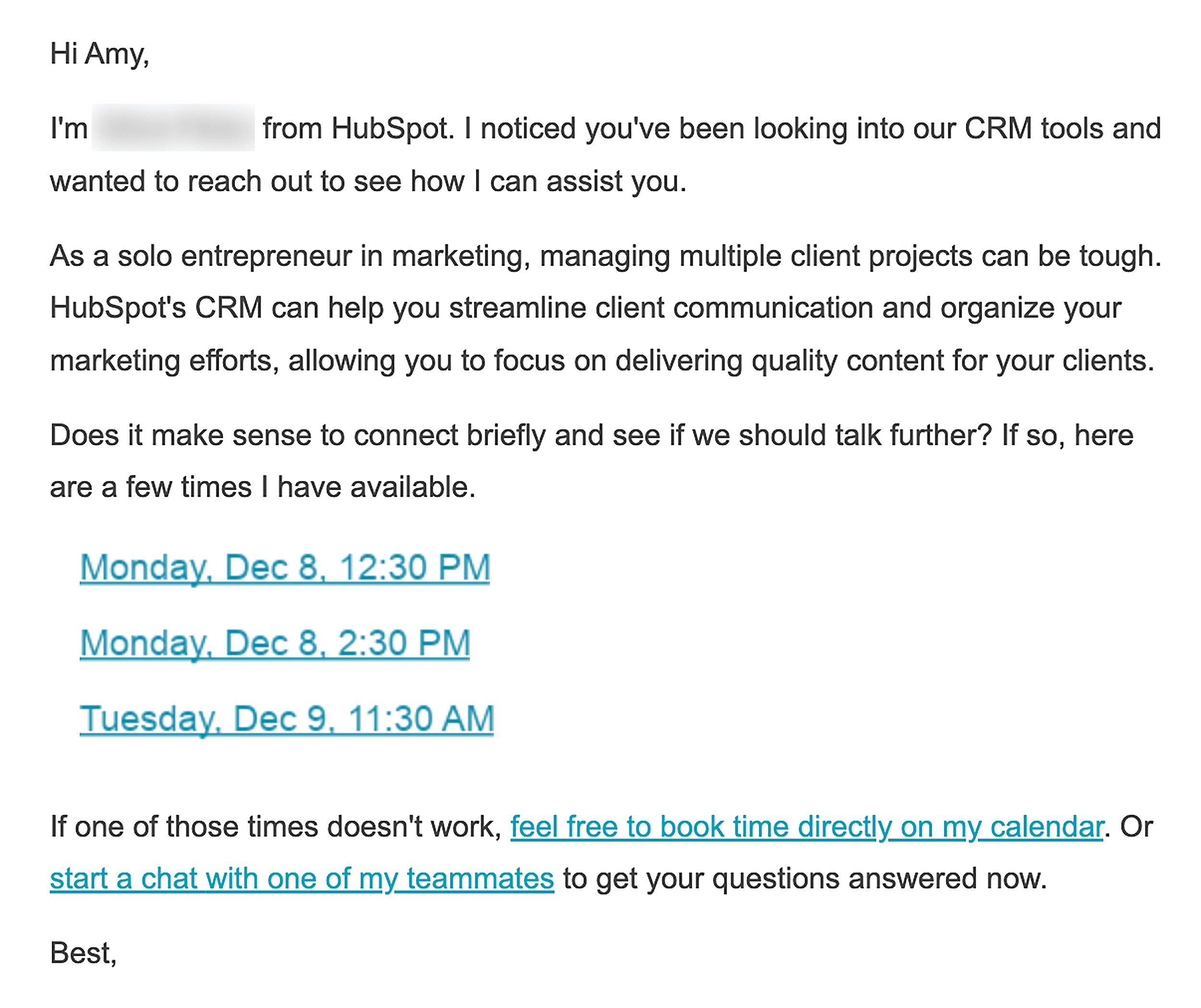 Example from HubSpot Example from HubSpot