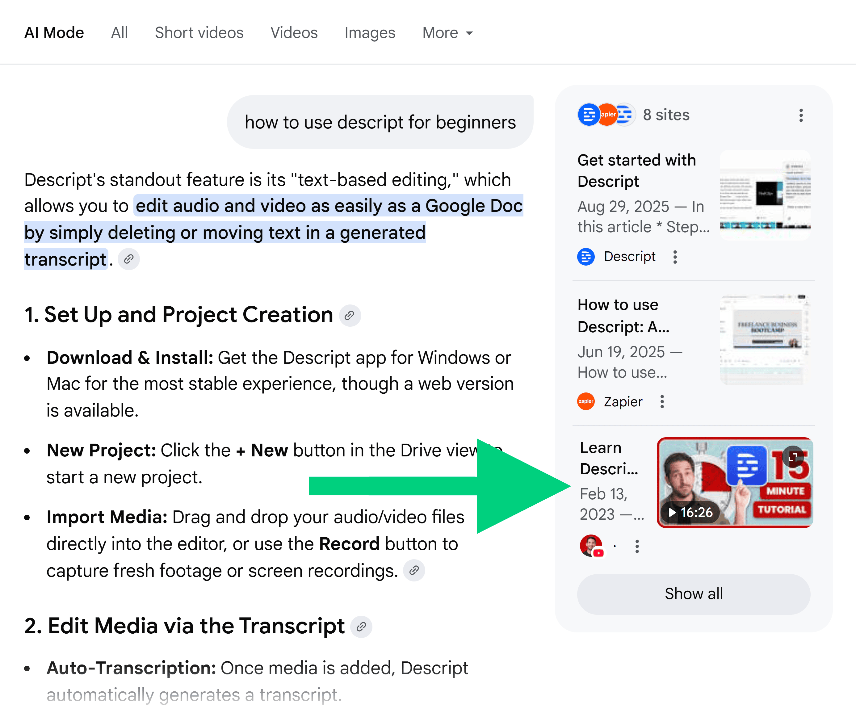 Google AI Mode –Video as a source Google AI Mode –Video as a source