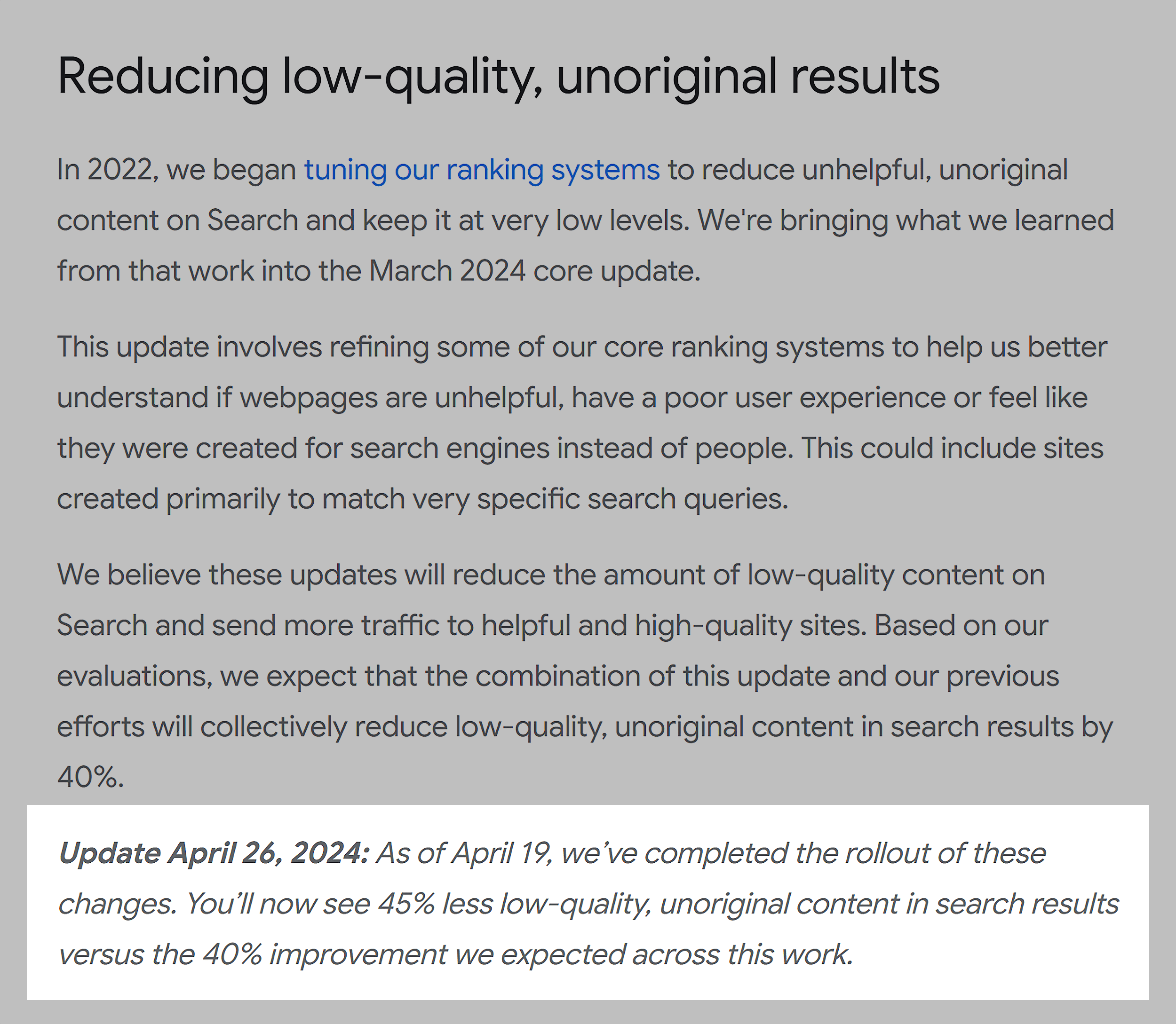 Google – Low-quality results Google – Low-quality results