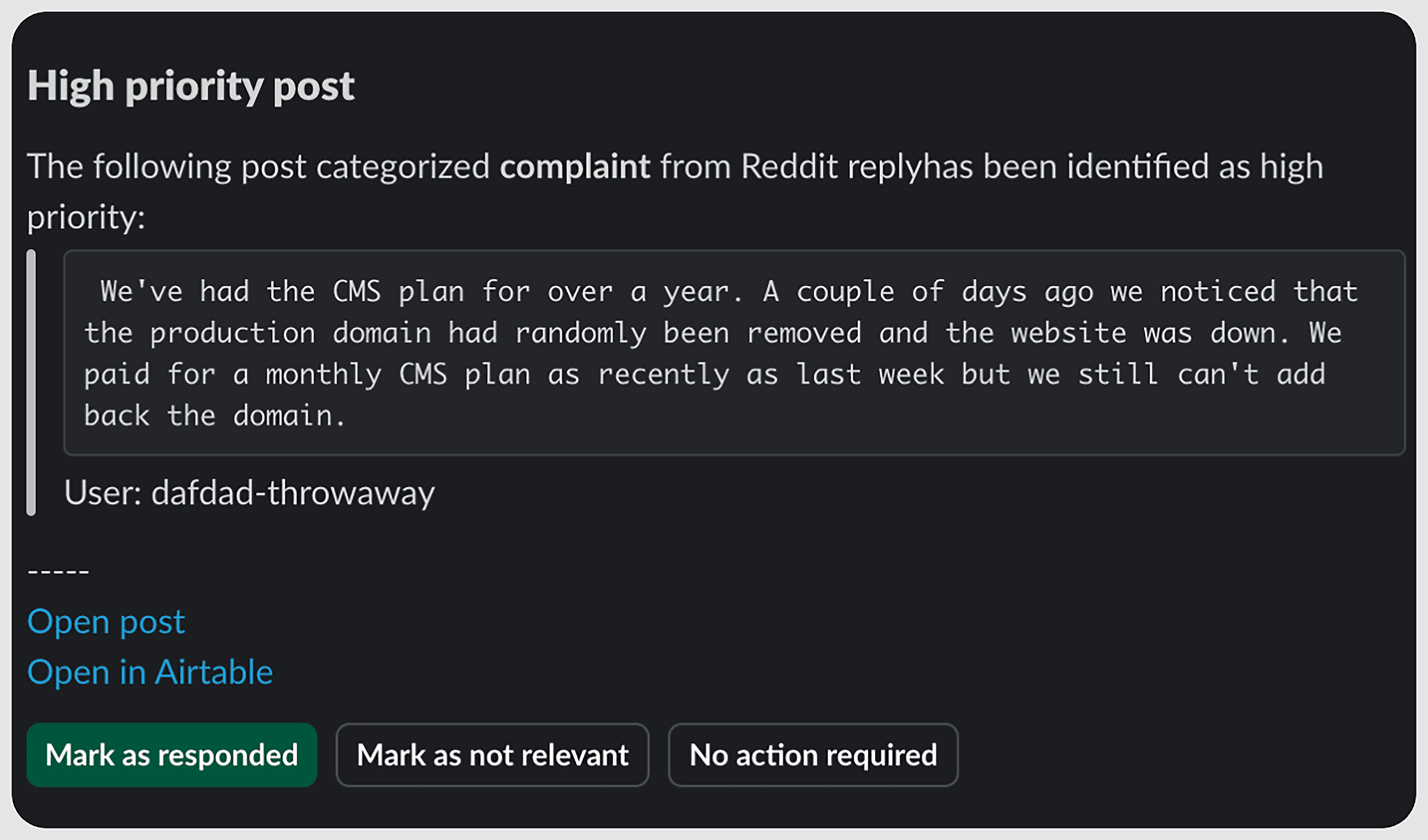 High priority post High priority post