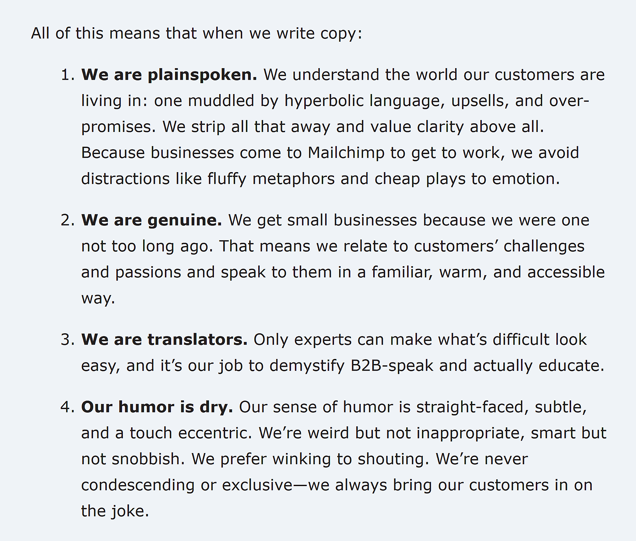 Mailchimp &ndash; Content Style Guide &ndash; Copy