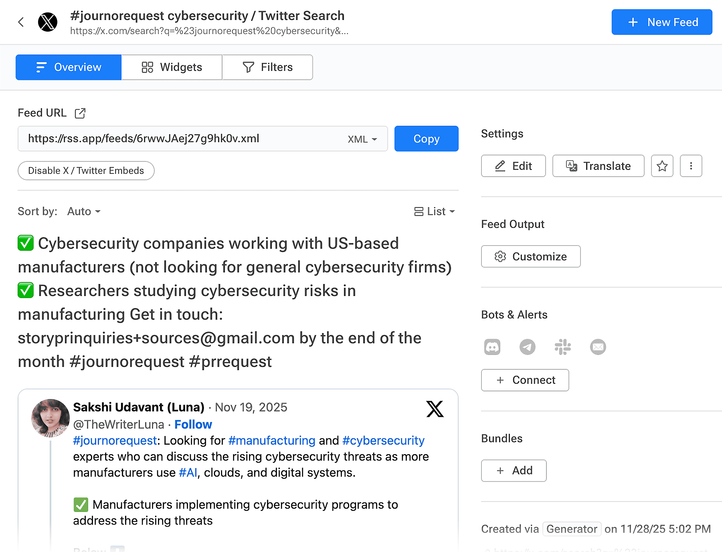 RSS app – Results RSS app – Results