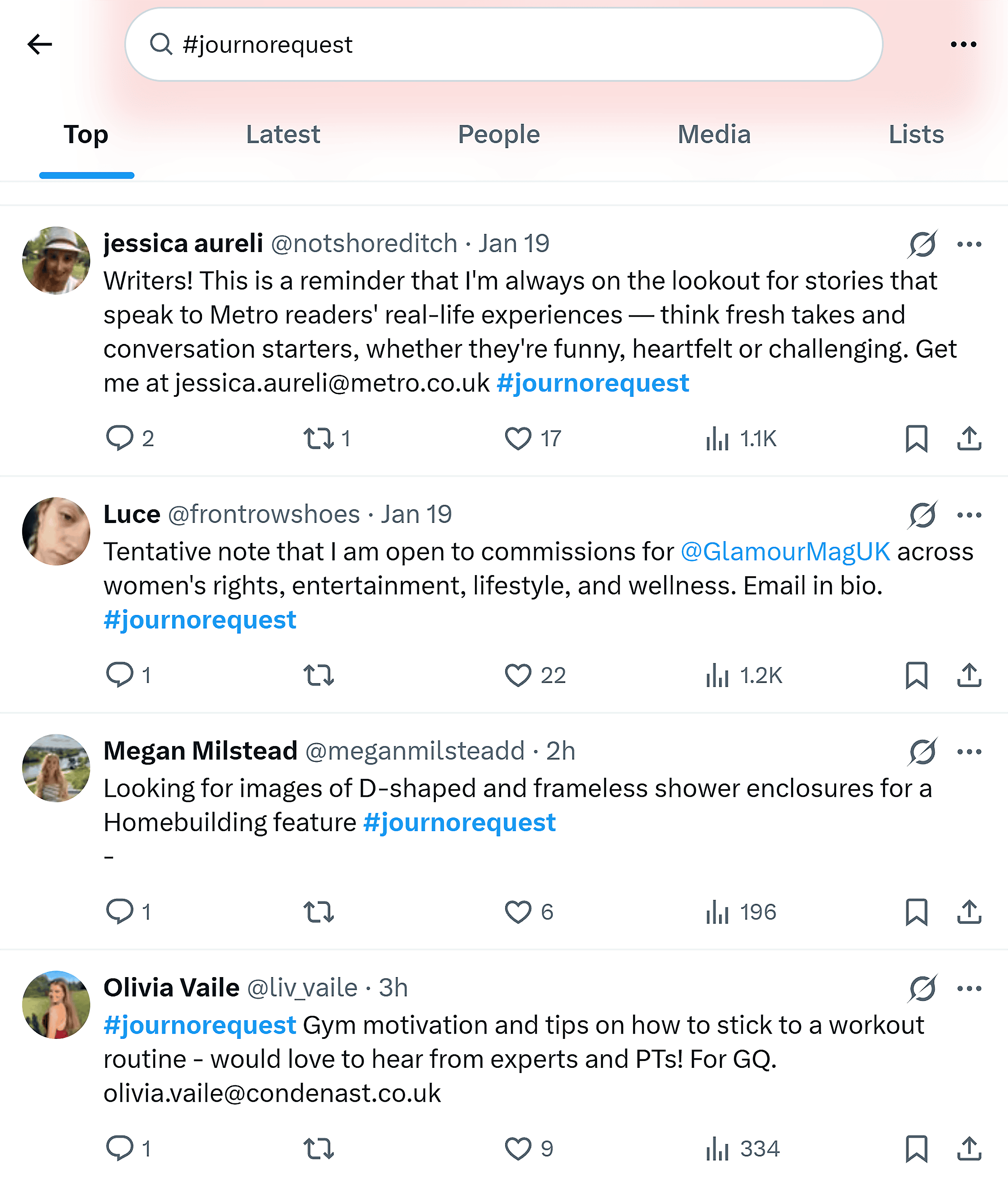 X – Hashtag – #journorequest X – Hashtag – #journorequest