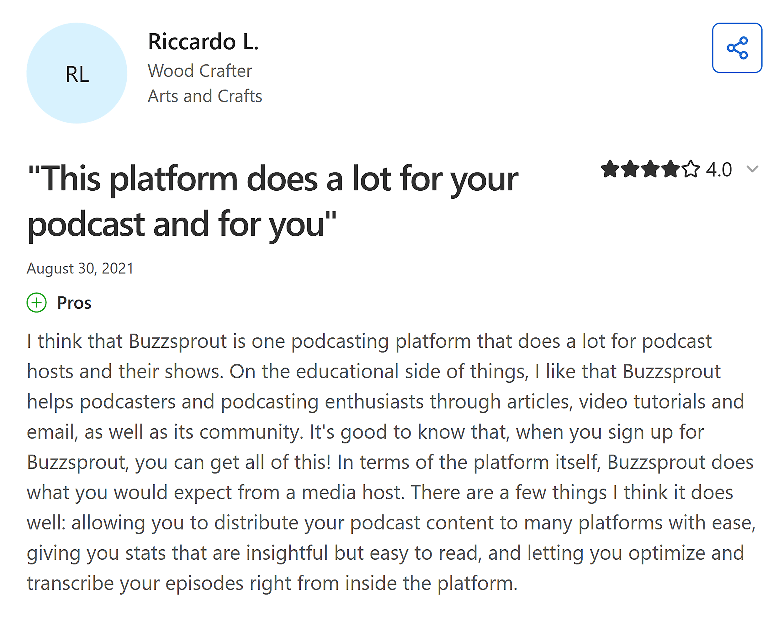 Capterra &ndash; Review on podcasting platform