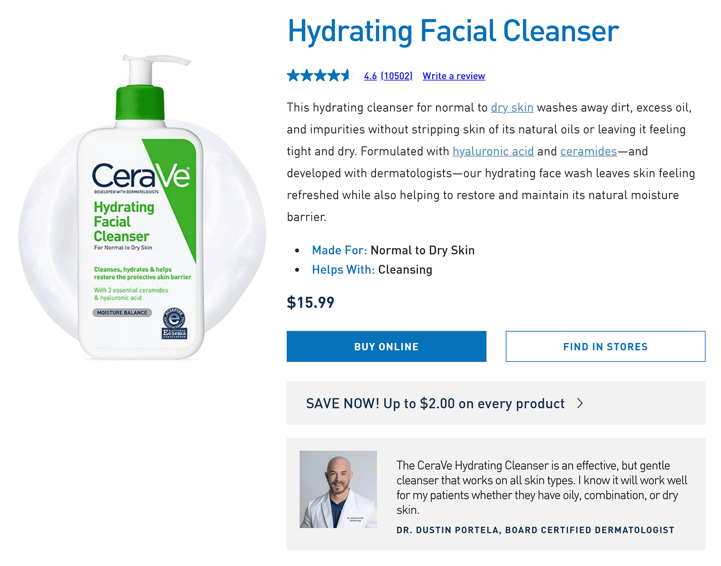 CeraVe &ndash; Hydrating Facial Cleanser