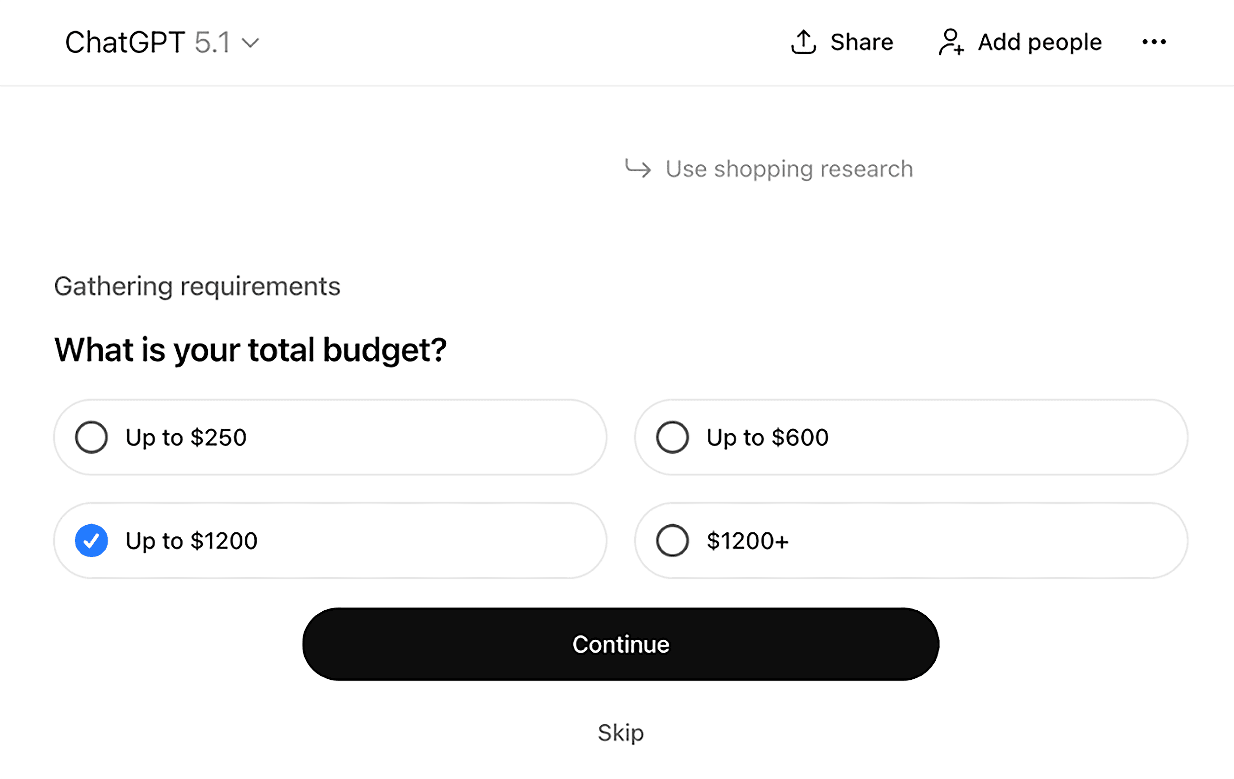 ChatGPT &ndash; Use shopping research