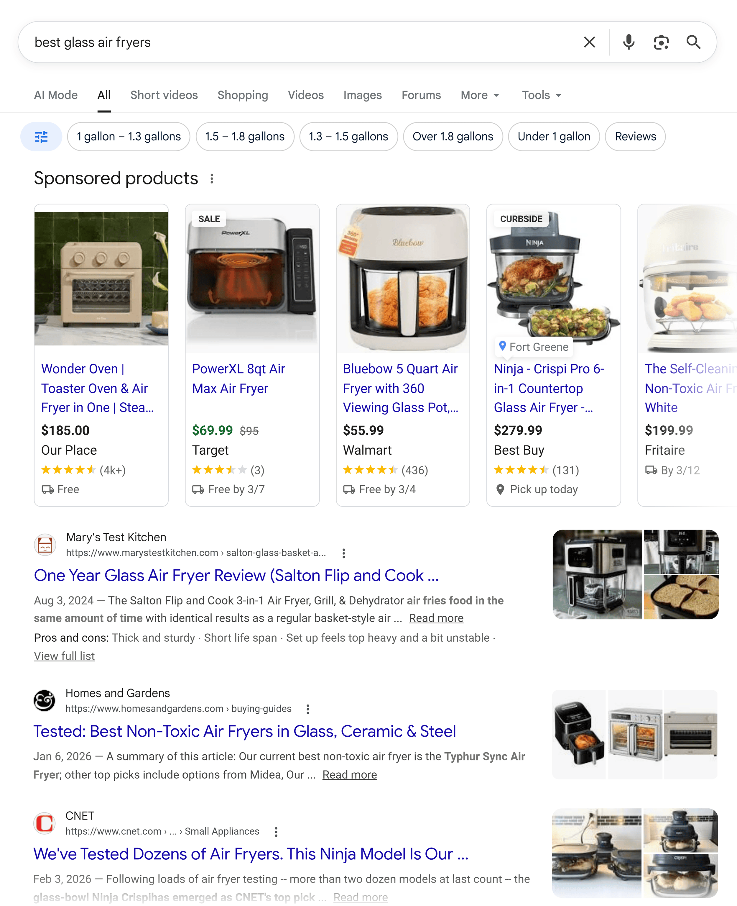 Google SERP &ndash; Best glass air fryers