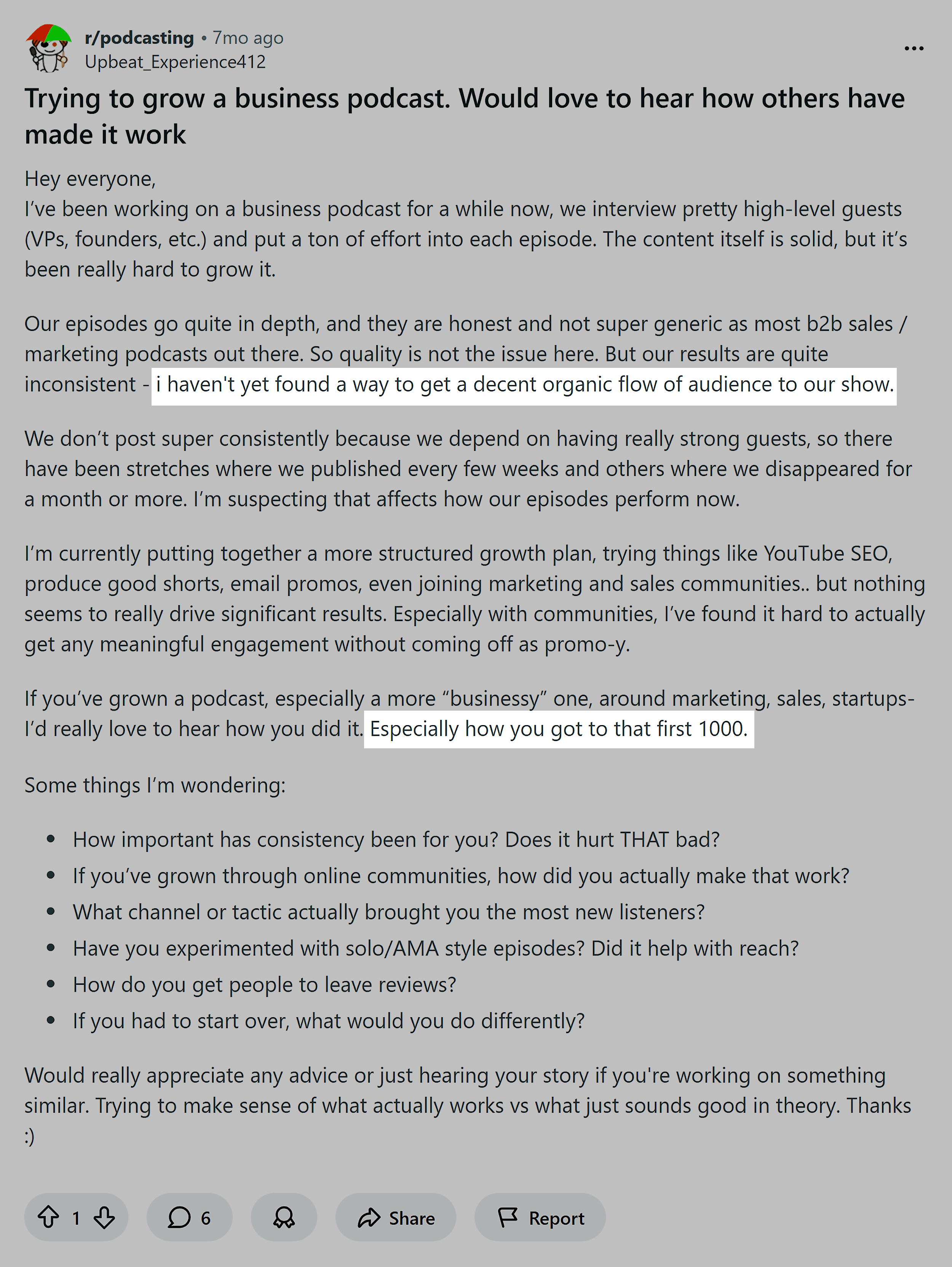 Reddit &ndash; Podcast marketing