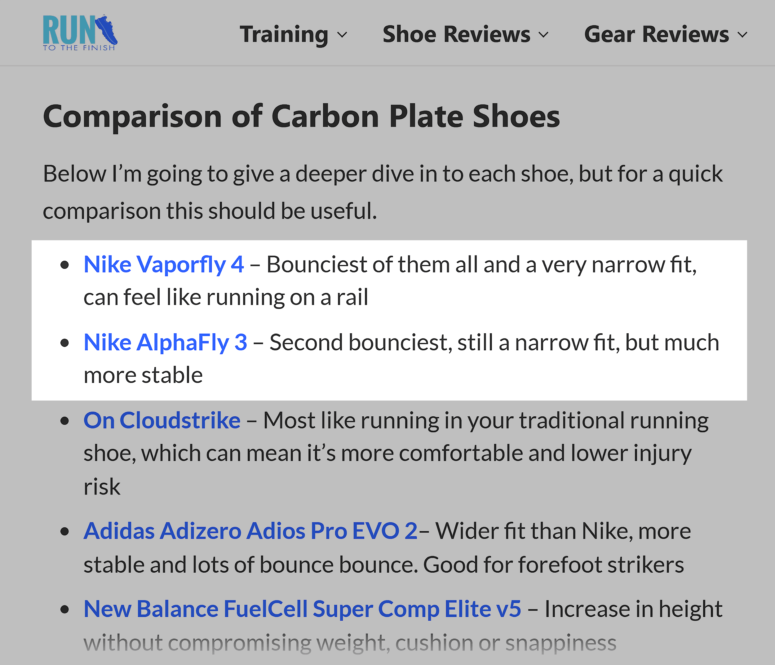 RunToTheFinish &ndash; Best carbon plate running shoes
