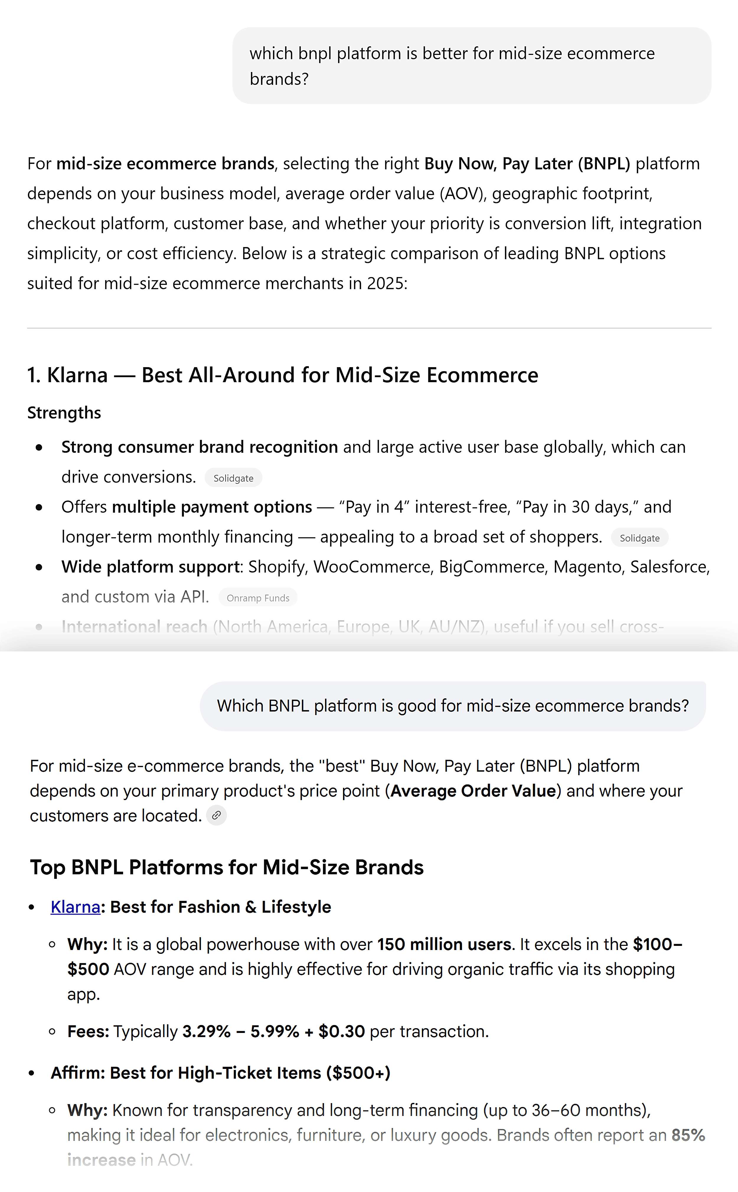 ChatGPT & Google AI recommend Klarna