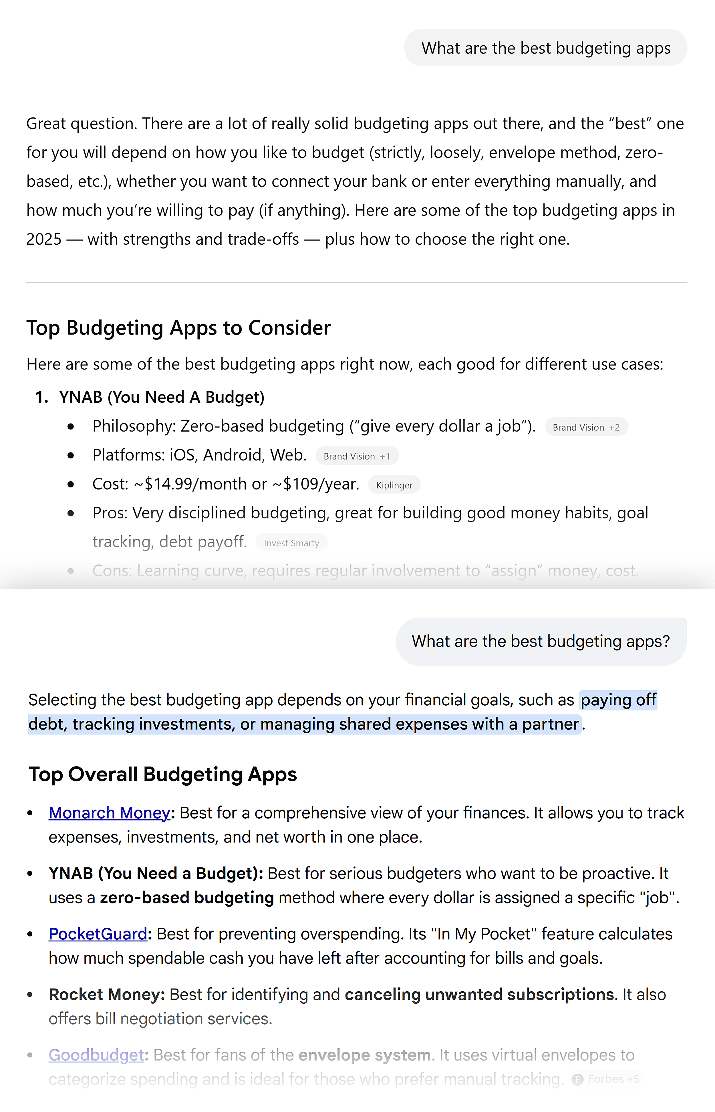 ChatGPT & Google AI recommend YNAB