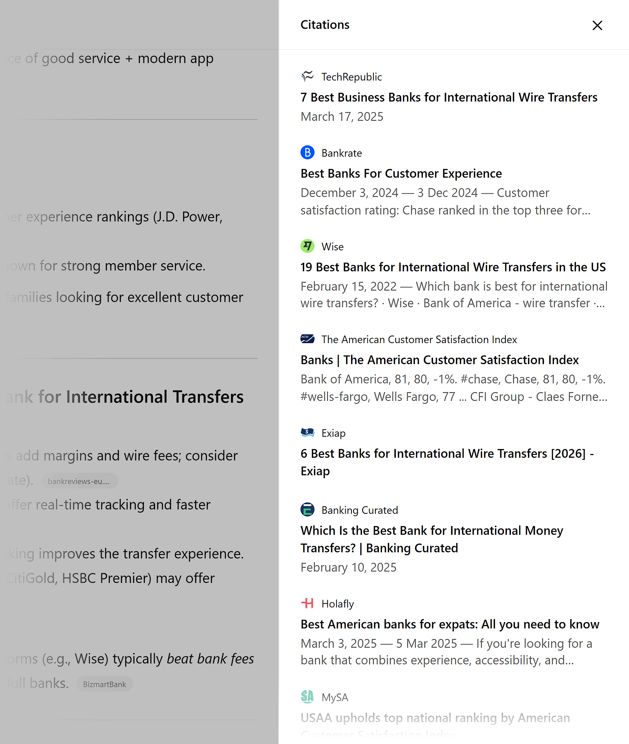 ChatGPT &ndash; Best banks &ndash; Sources