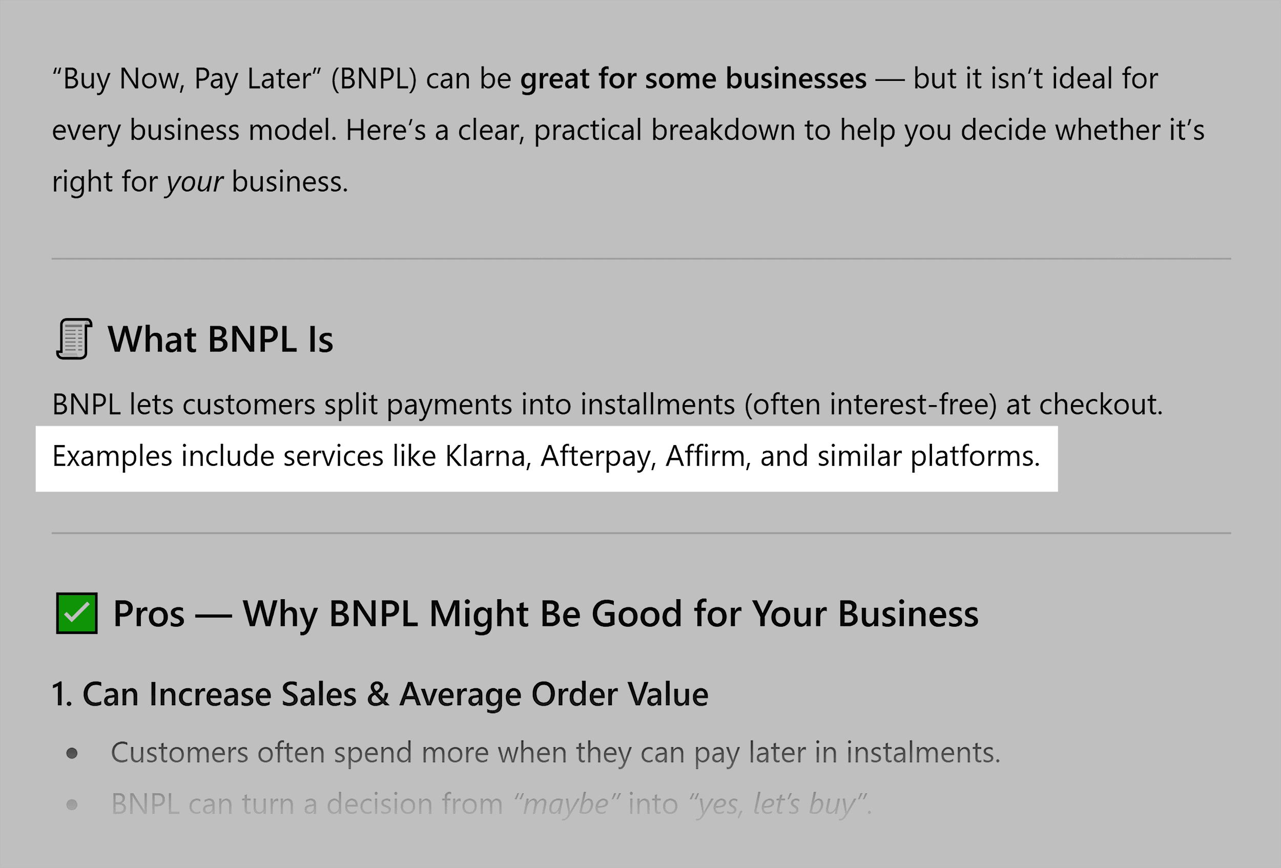 ChatGPT &ndash; BNPL providers