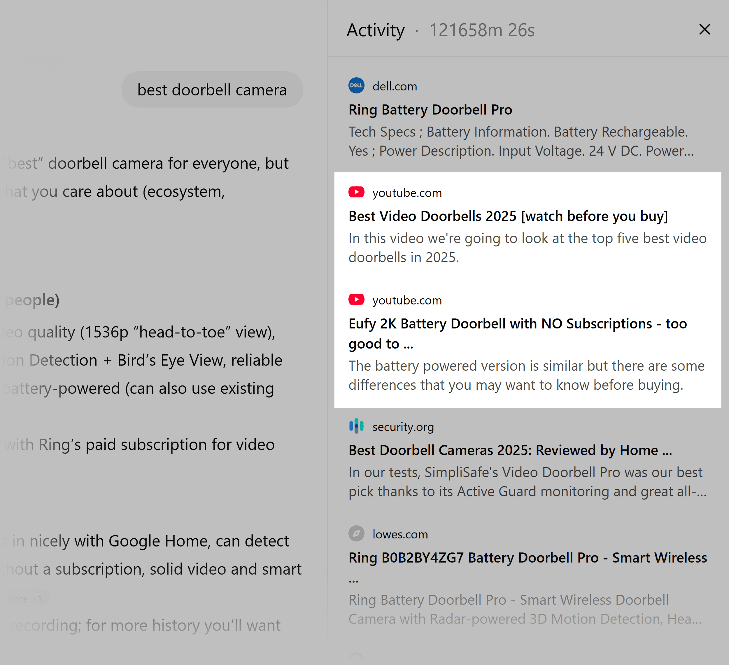 ChatGPT &ndash; Doorbell camera &ndash; YouTube sources