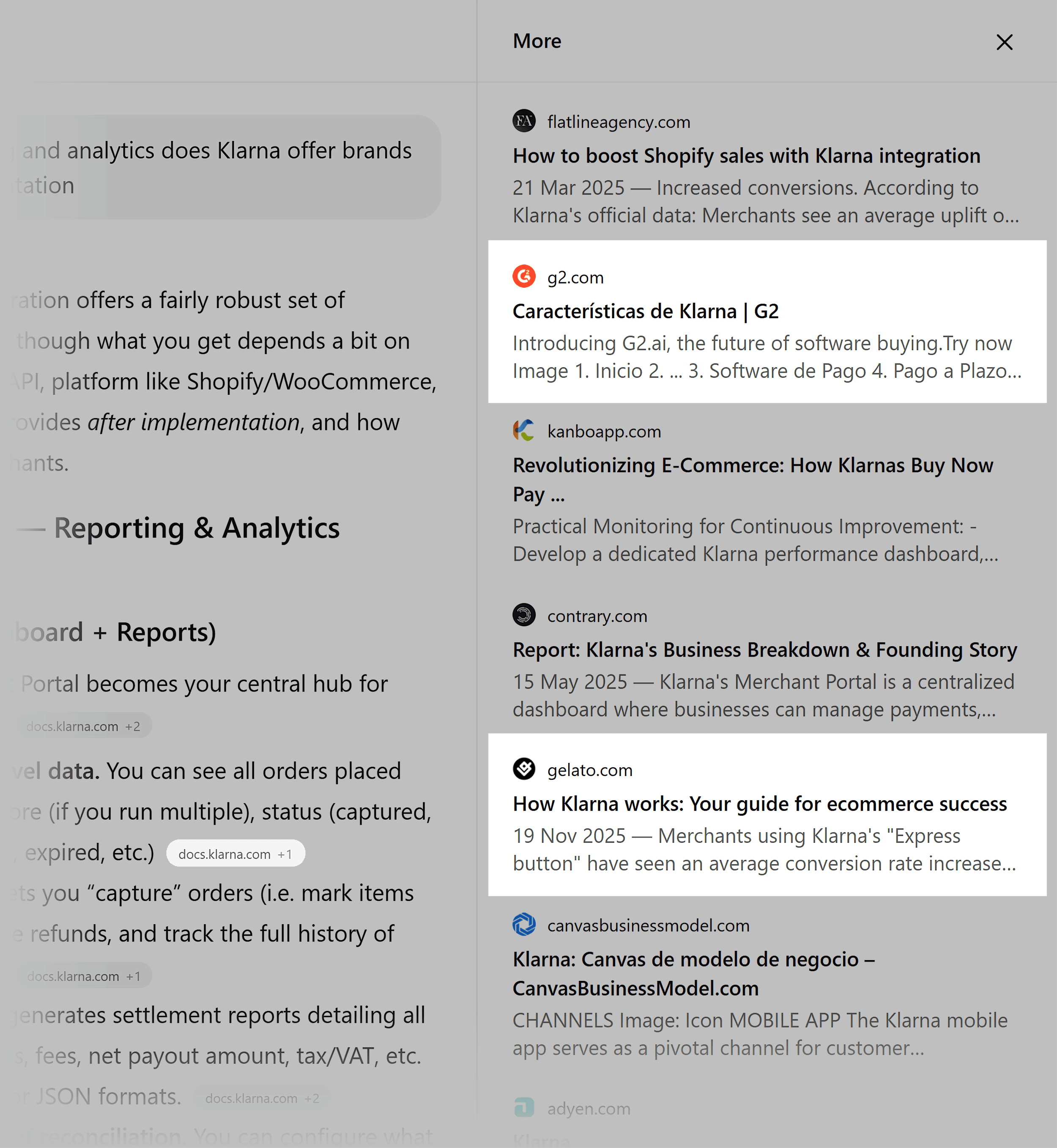 ChatGPT &ndash; Klarna &ndash; Reporting analytics sources