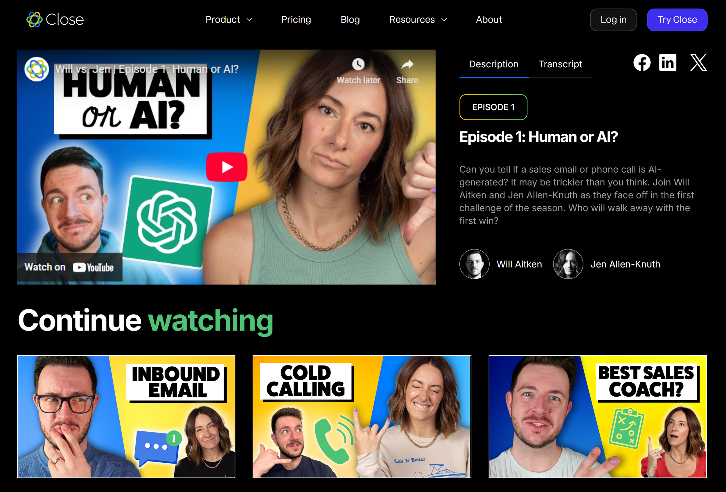 Close &ndash; Will vs. Jen &ndash; Human or AI