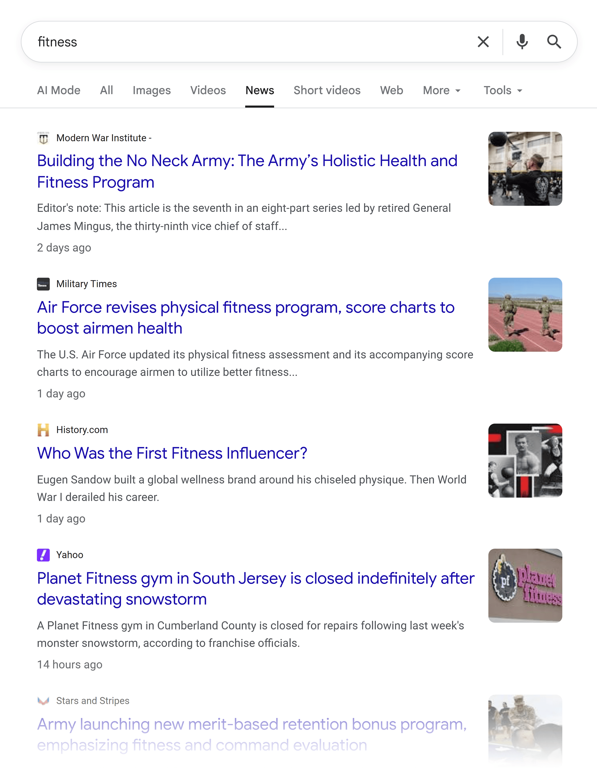 Google News &ndash; Fitness