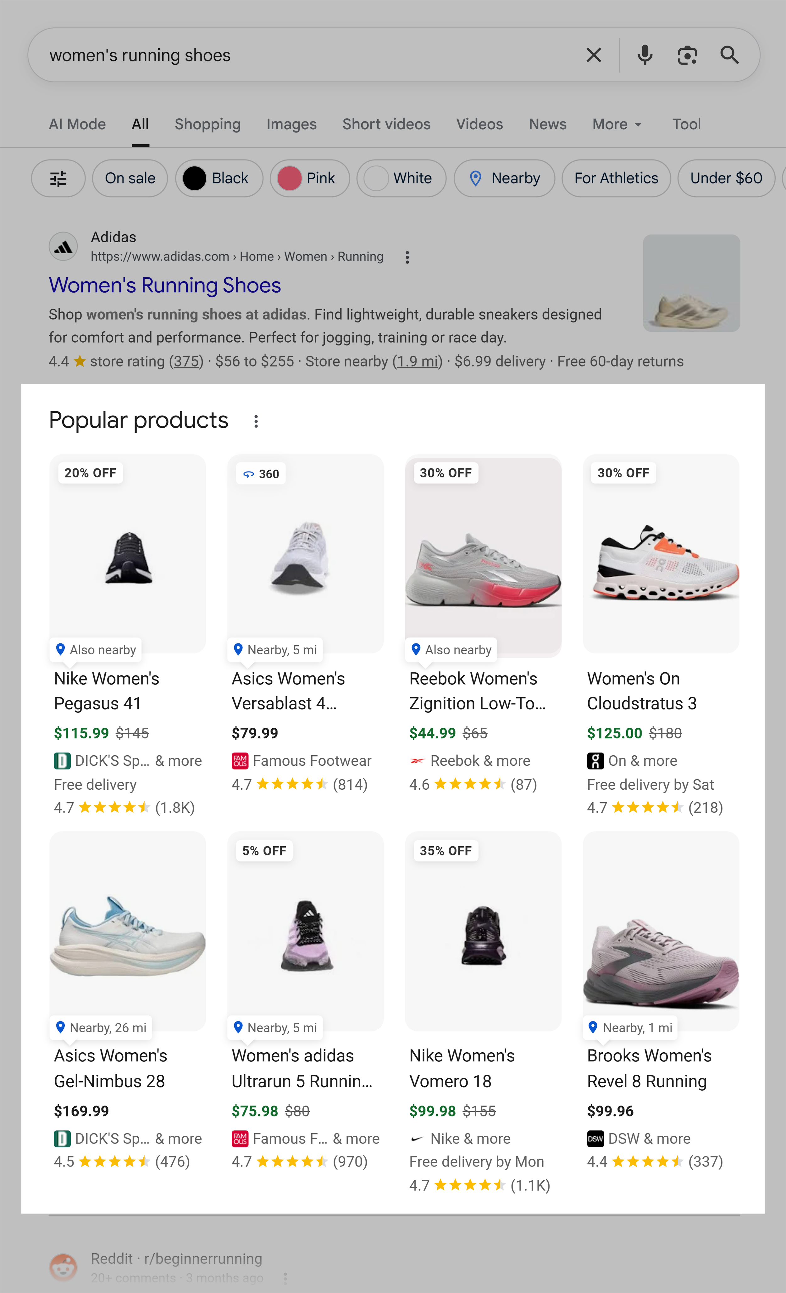 Google SERP &ndash; Popular products