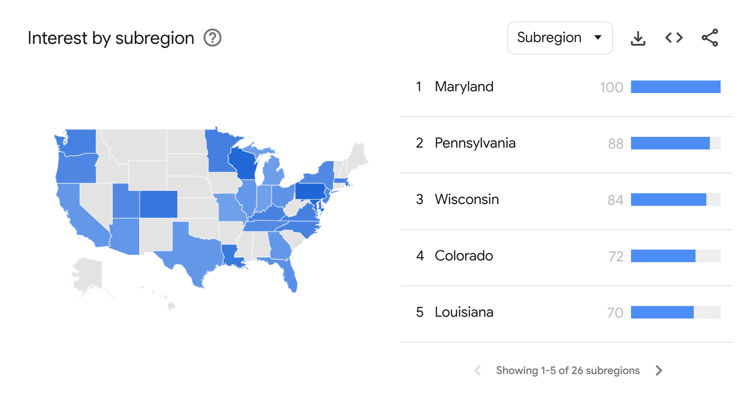 Google Trends &ndash; Mocktails &ndash; Interest by subregion