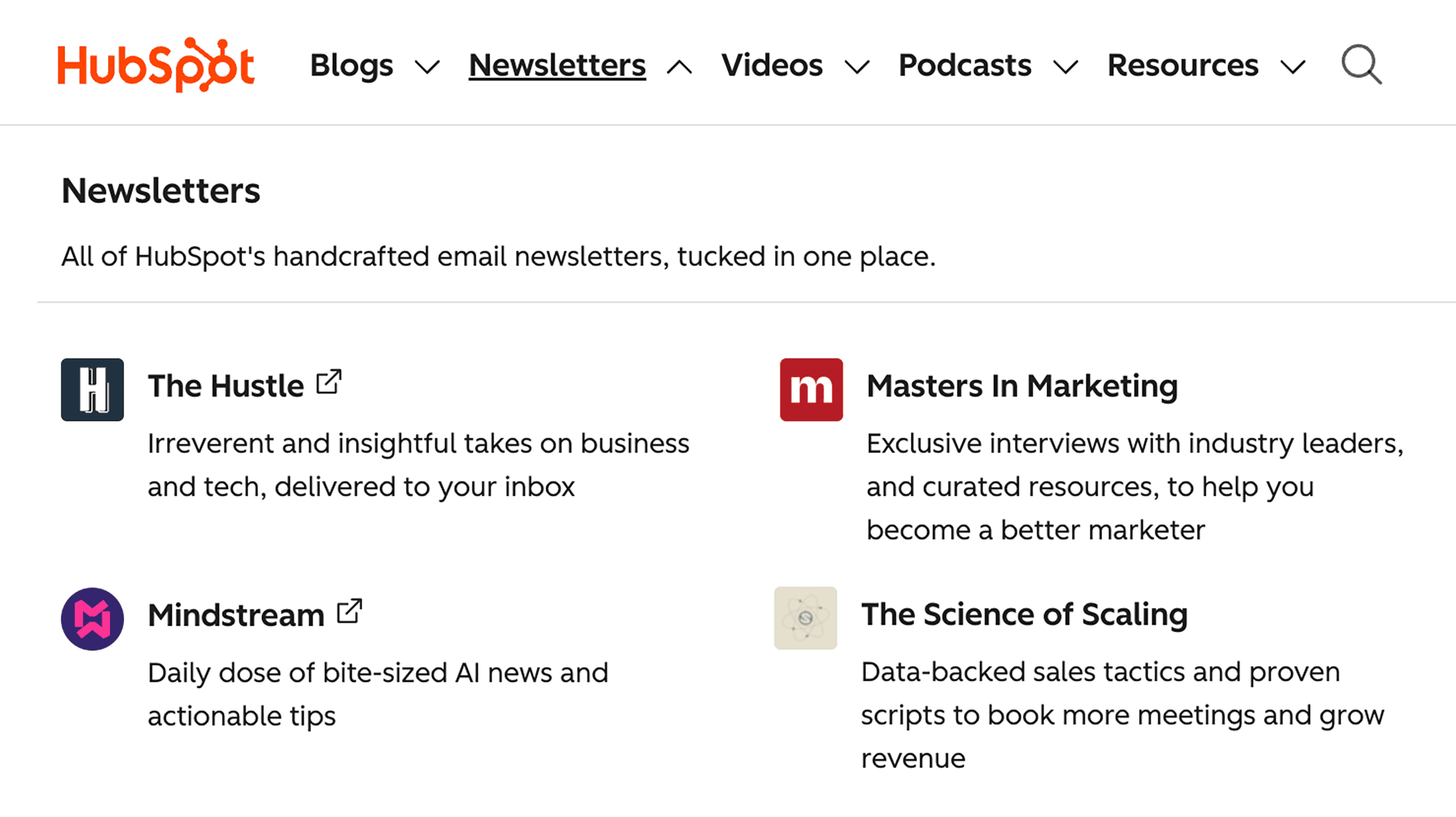 HubSpot runs several newsletters