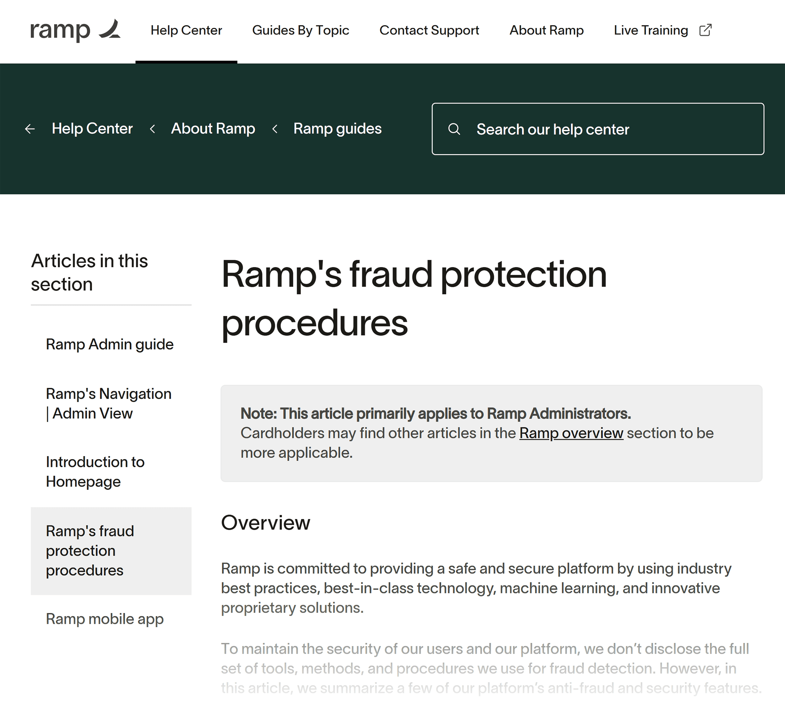 Ramp &ndash; Help center