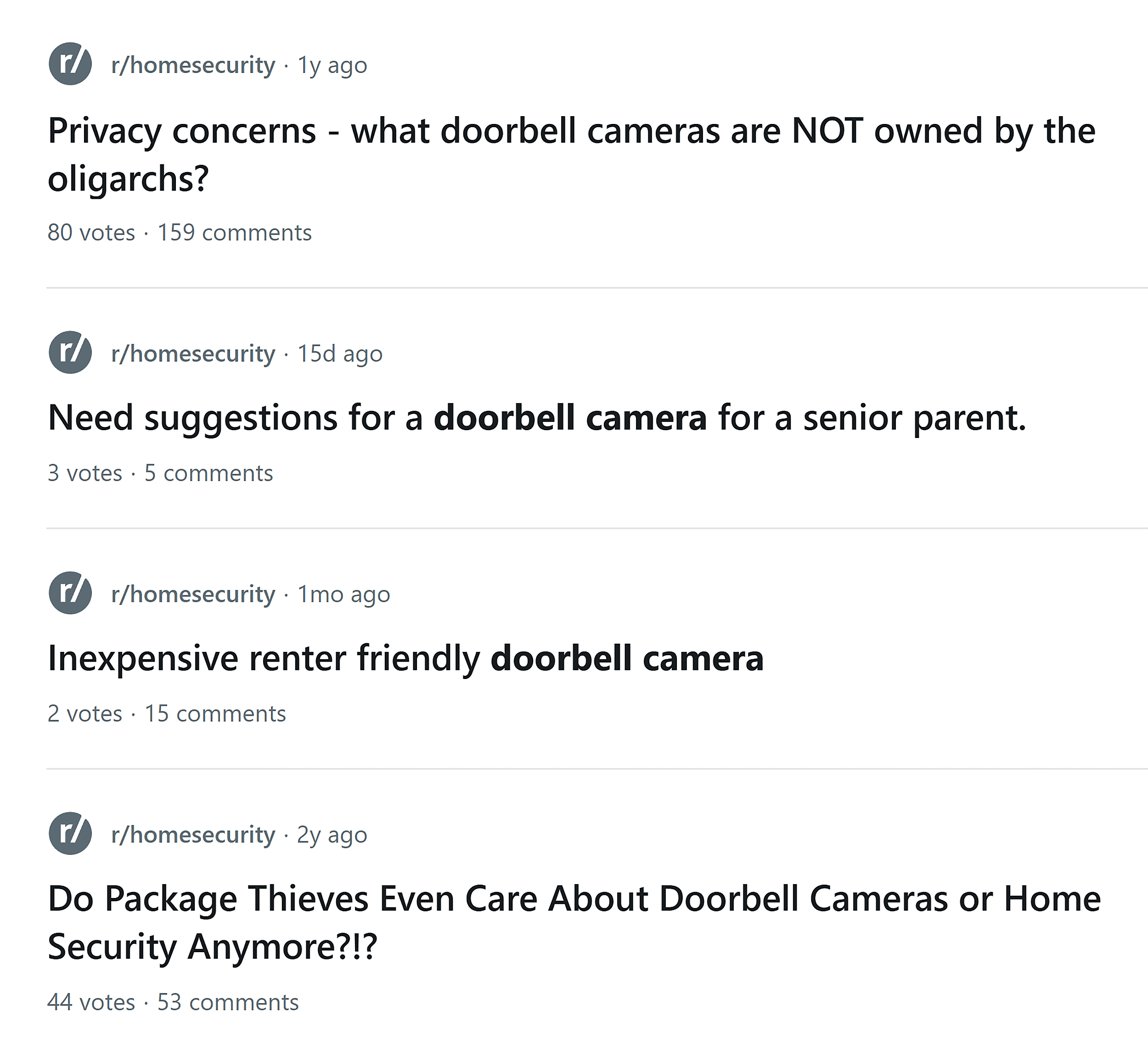 Reddit &ndash; Doorbell camera topics