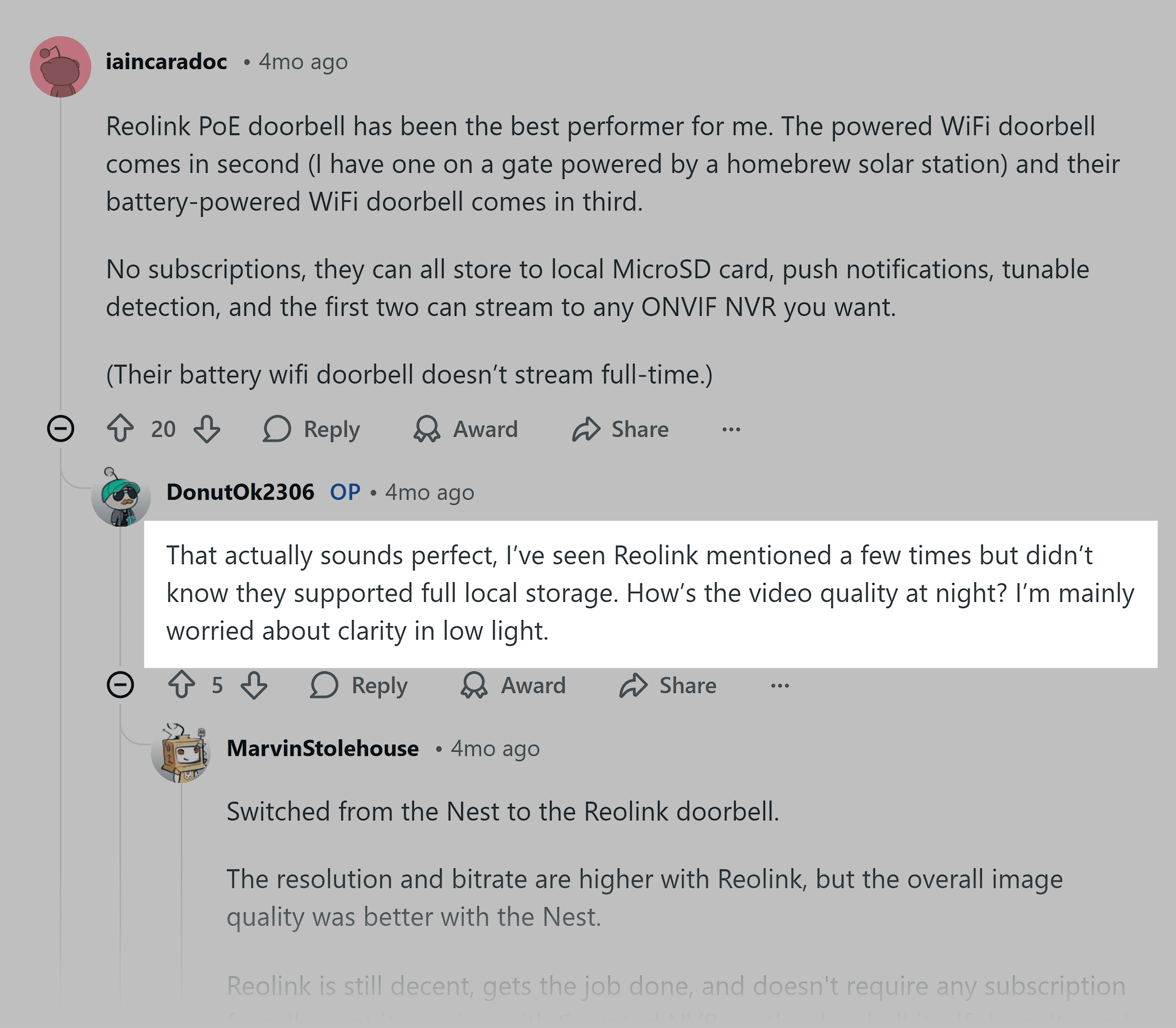 Reddit &ndash; Smart doorbell cameras video quality