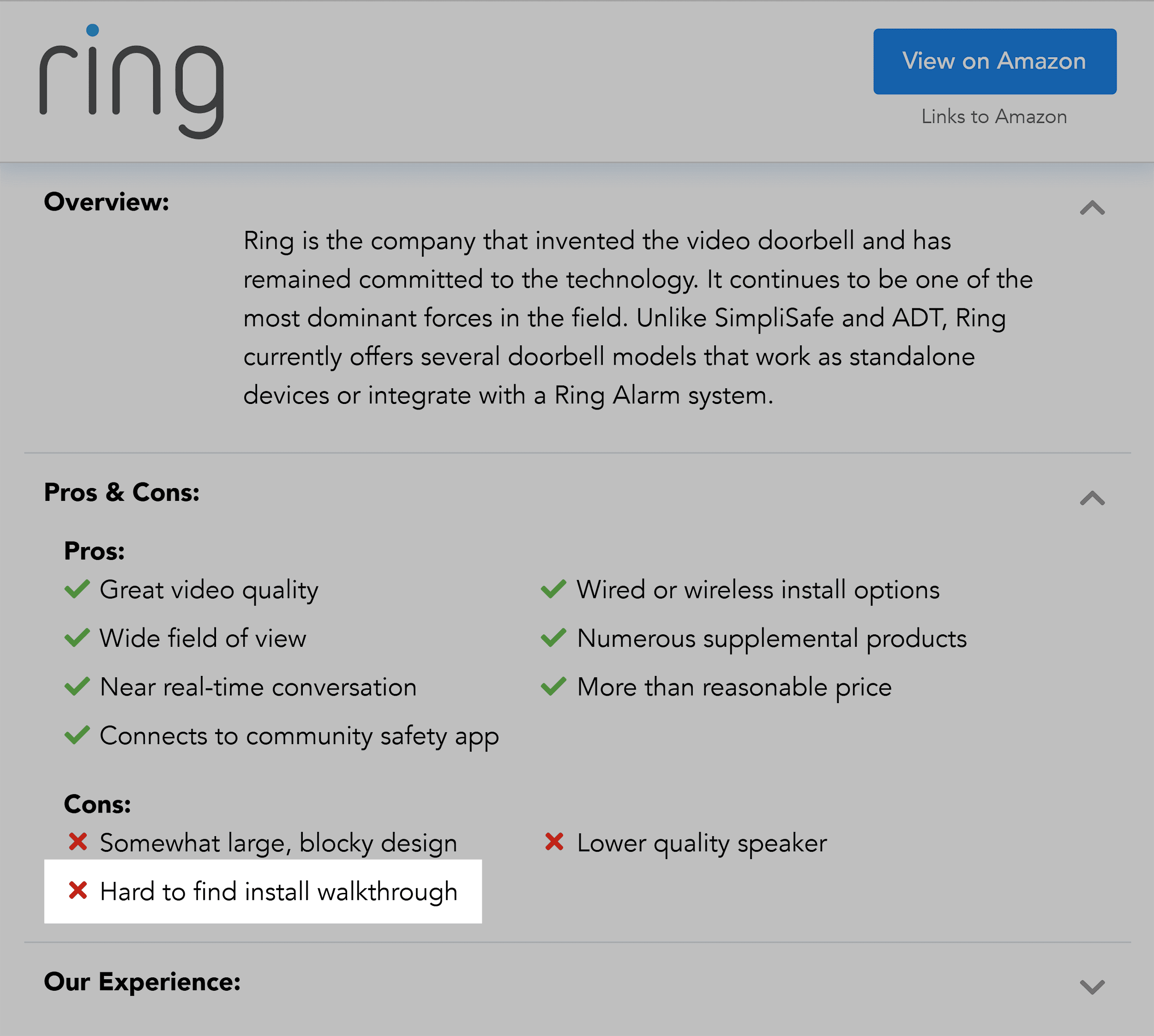SafeHome &ndash; Ring doorbell camera