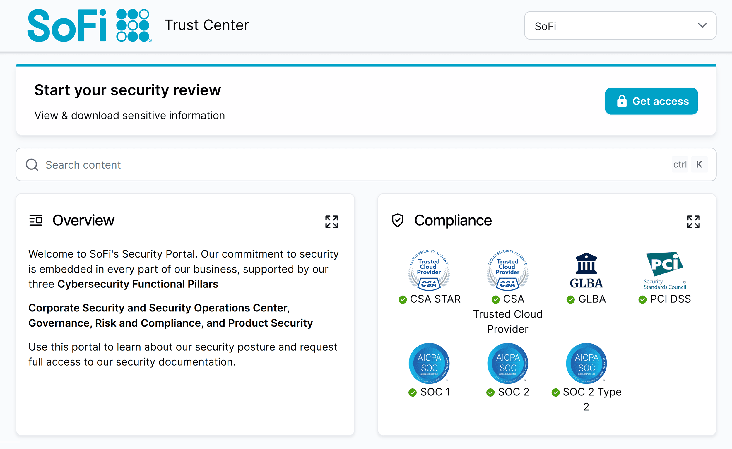 Sofi &ndash; Trust Center