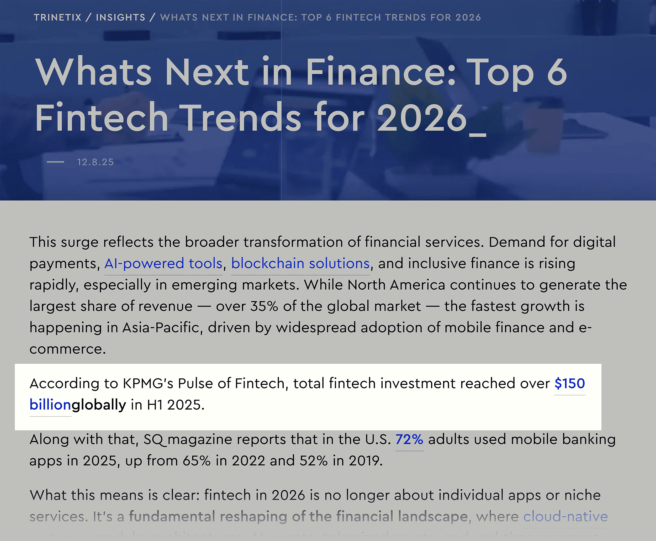 Trinetix &ndash; Fintech trends
