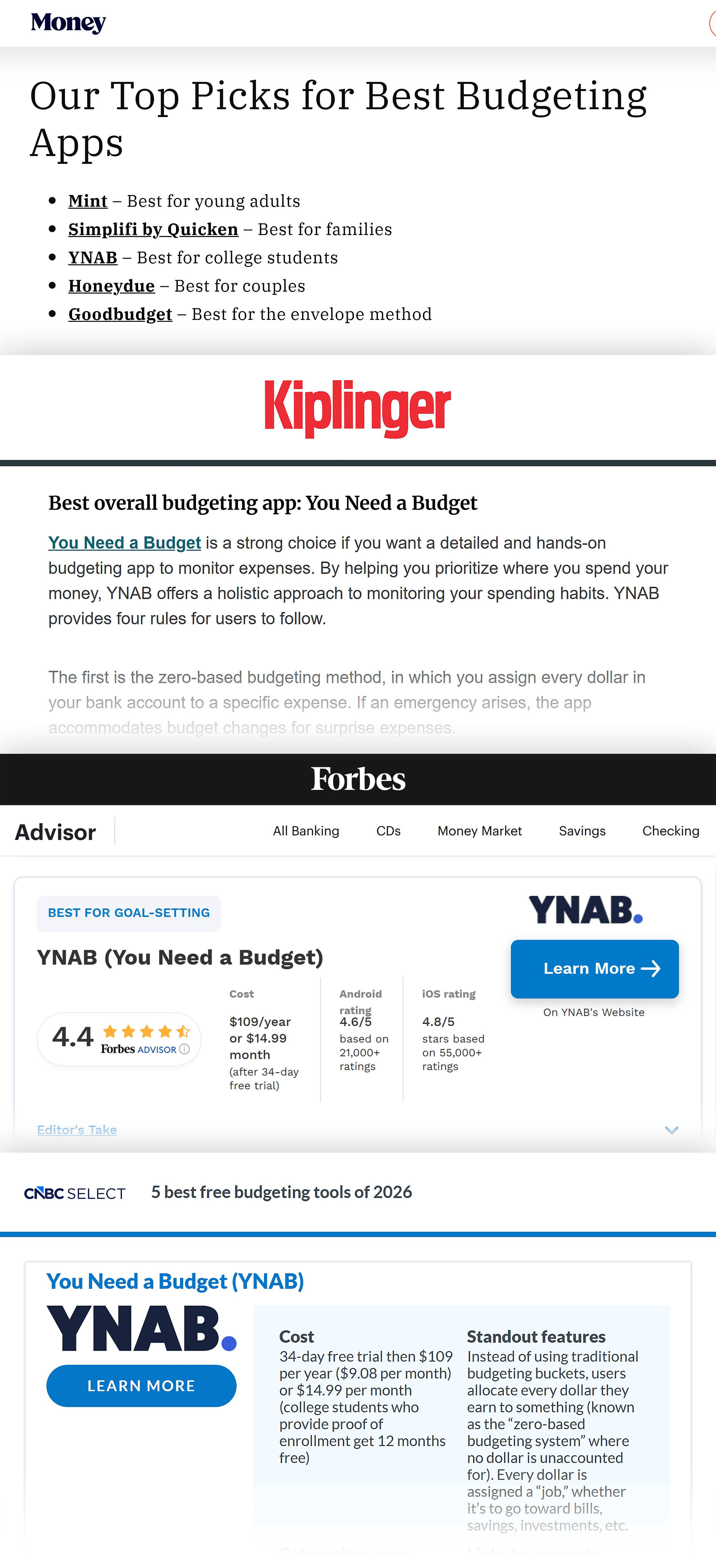 YNAB &ndash; Mentions