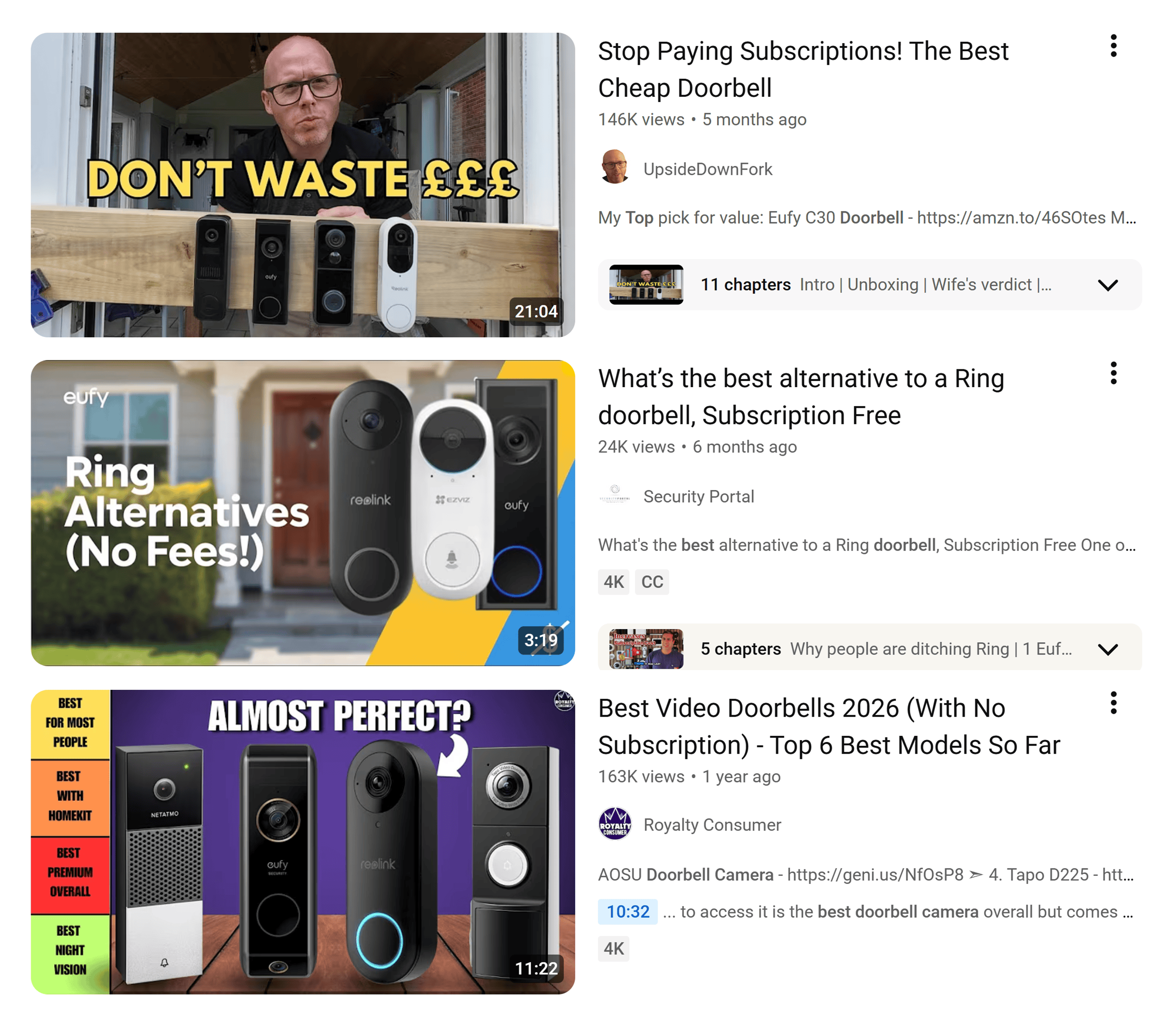 YouTube &ndash; Best doorbell camera &ndash; Subscription