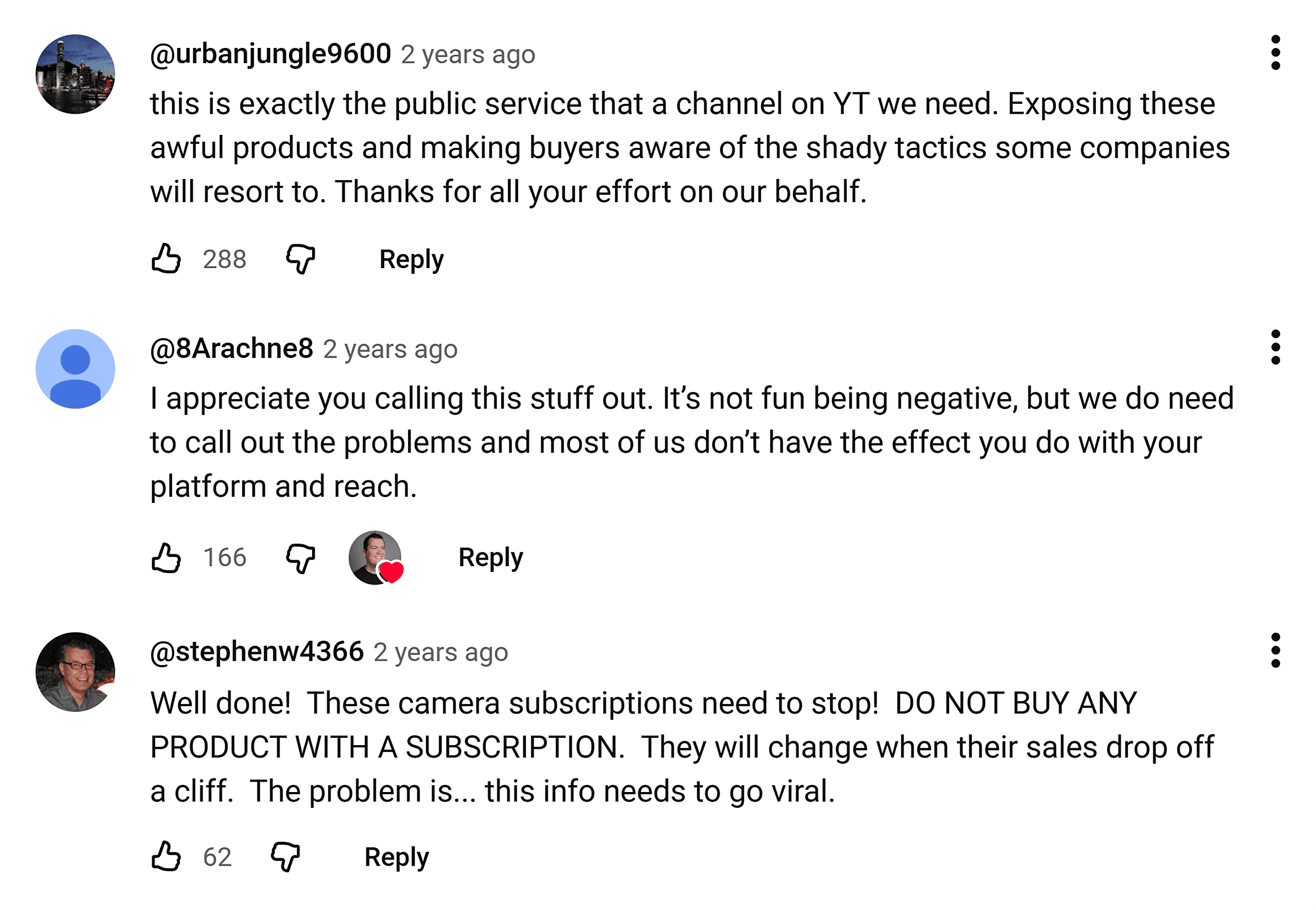 YouTube &ndash; Positive comments