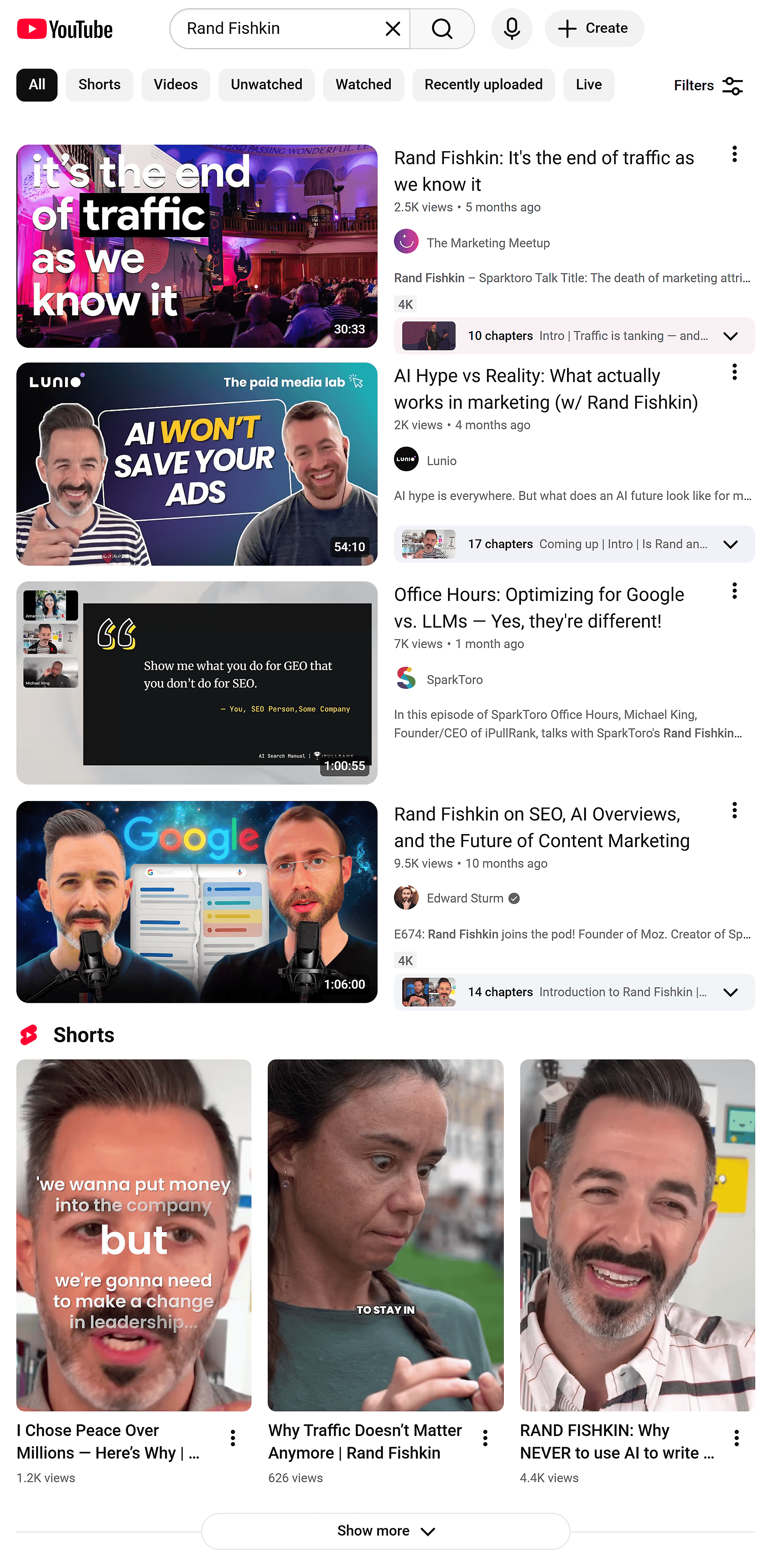 YouTube SERP &ndash; Rand Fishkin