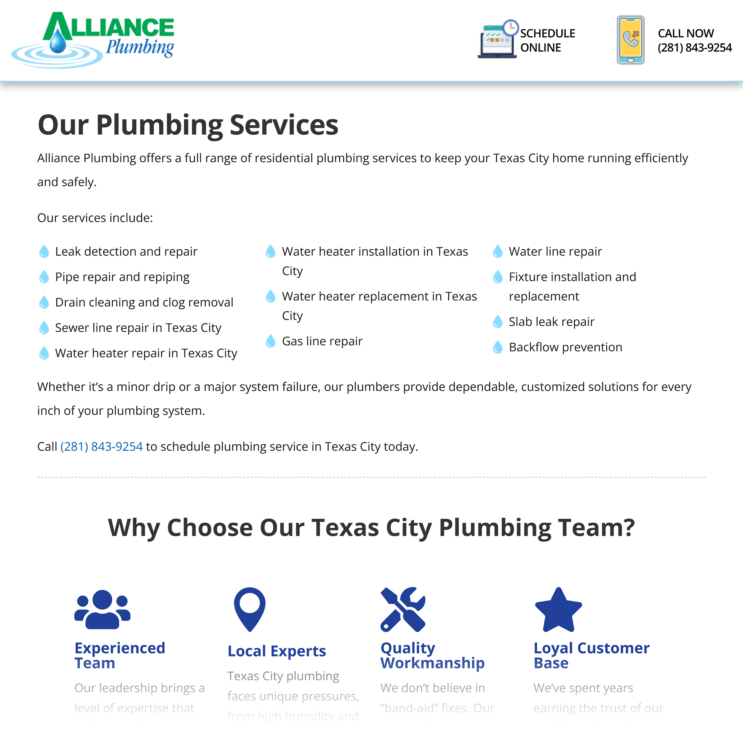 Alliance Plumbing – Service area