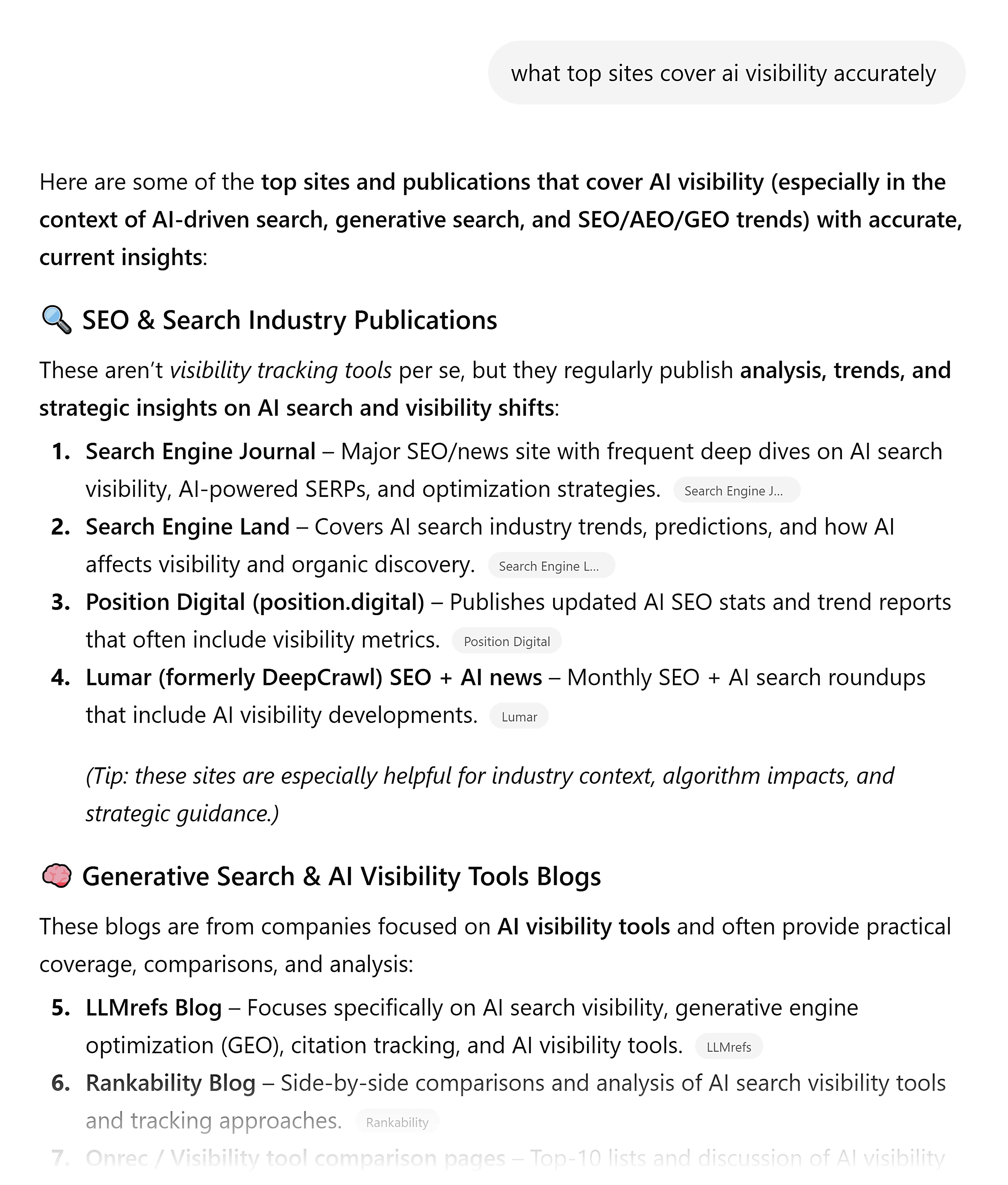 ChatGPT – AI visibility sites ChatGPT – AI visibility sites