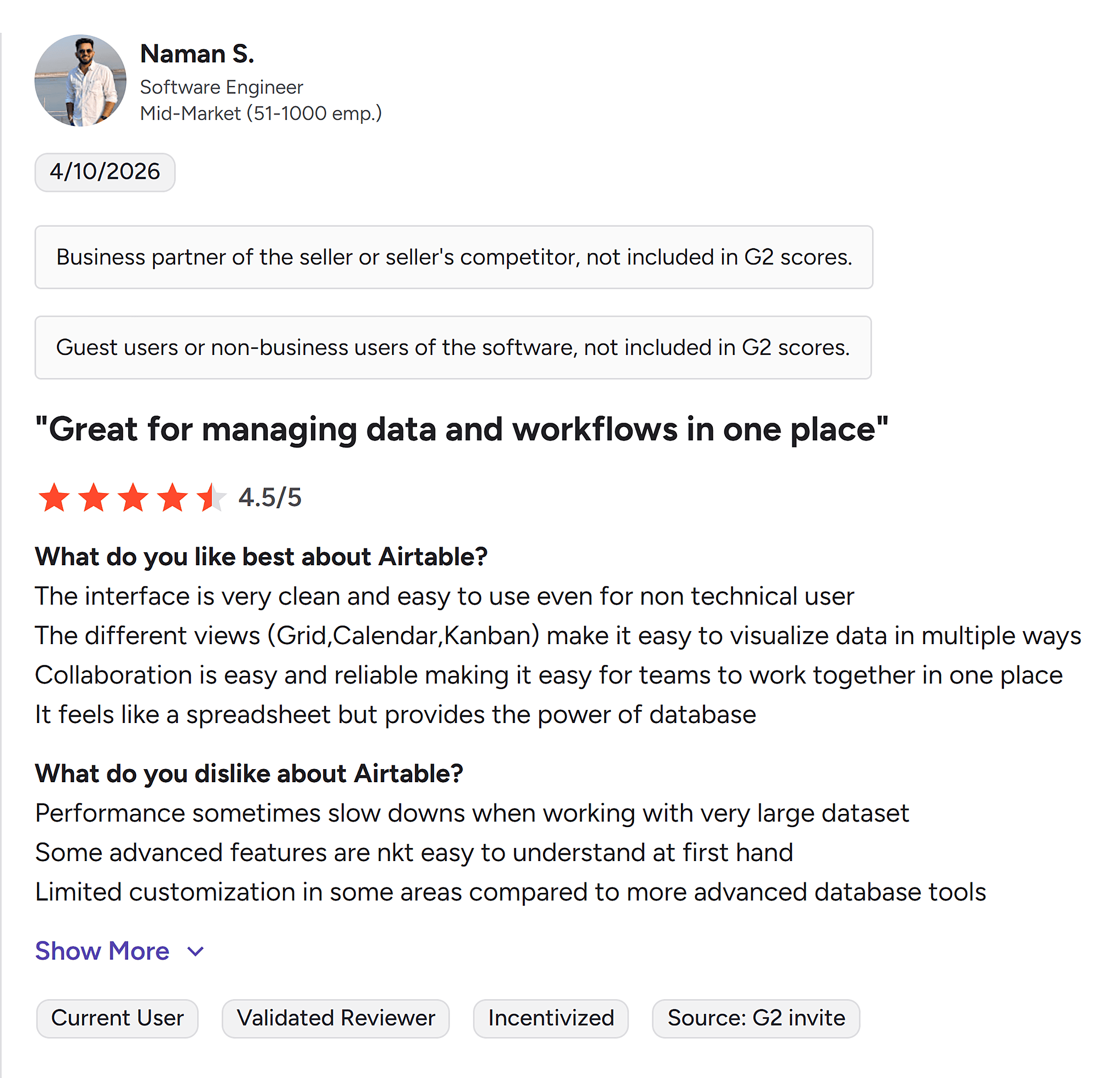 G2 &ndash; Airtable review