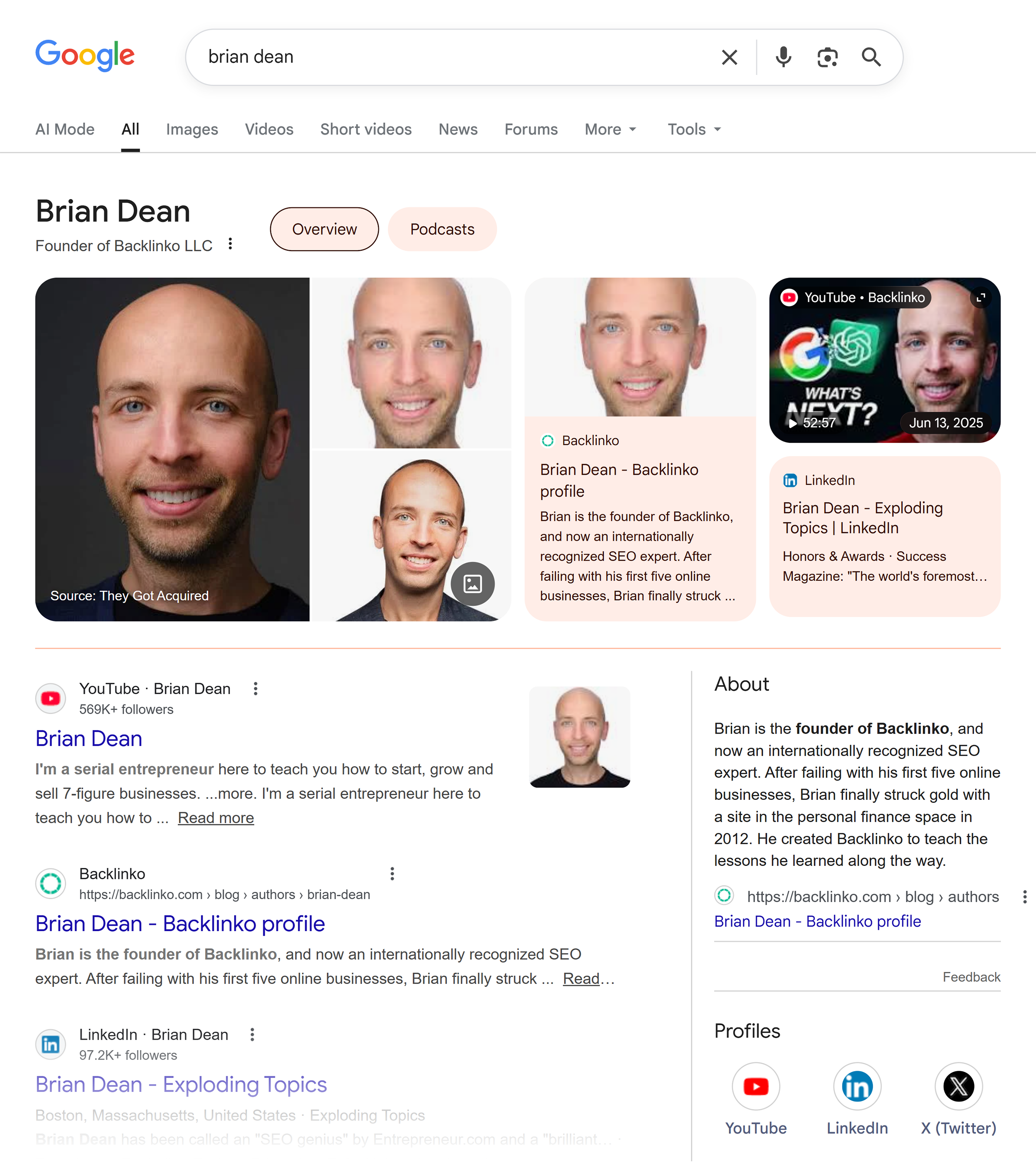 Google SERP &ndash; Knowledge card