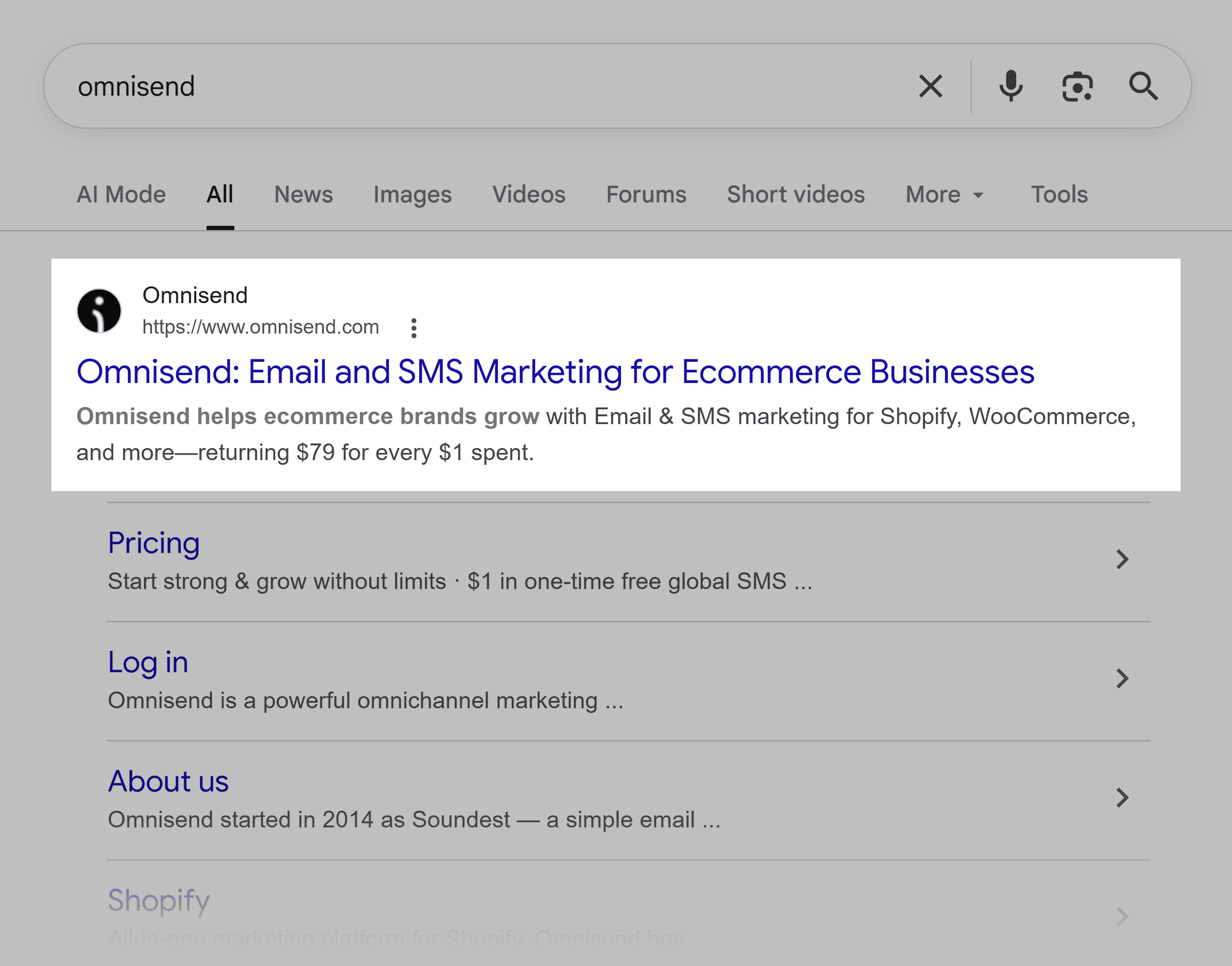 Google SERP – Omnisend
