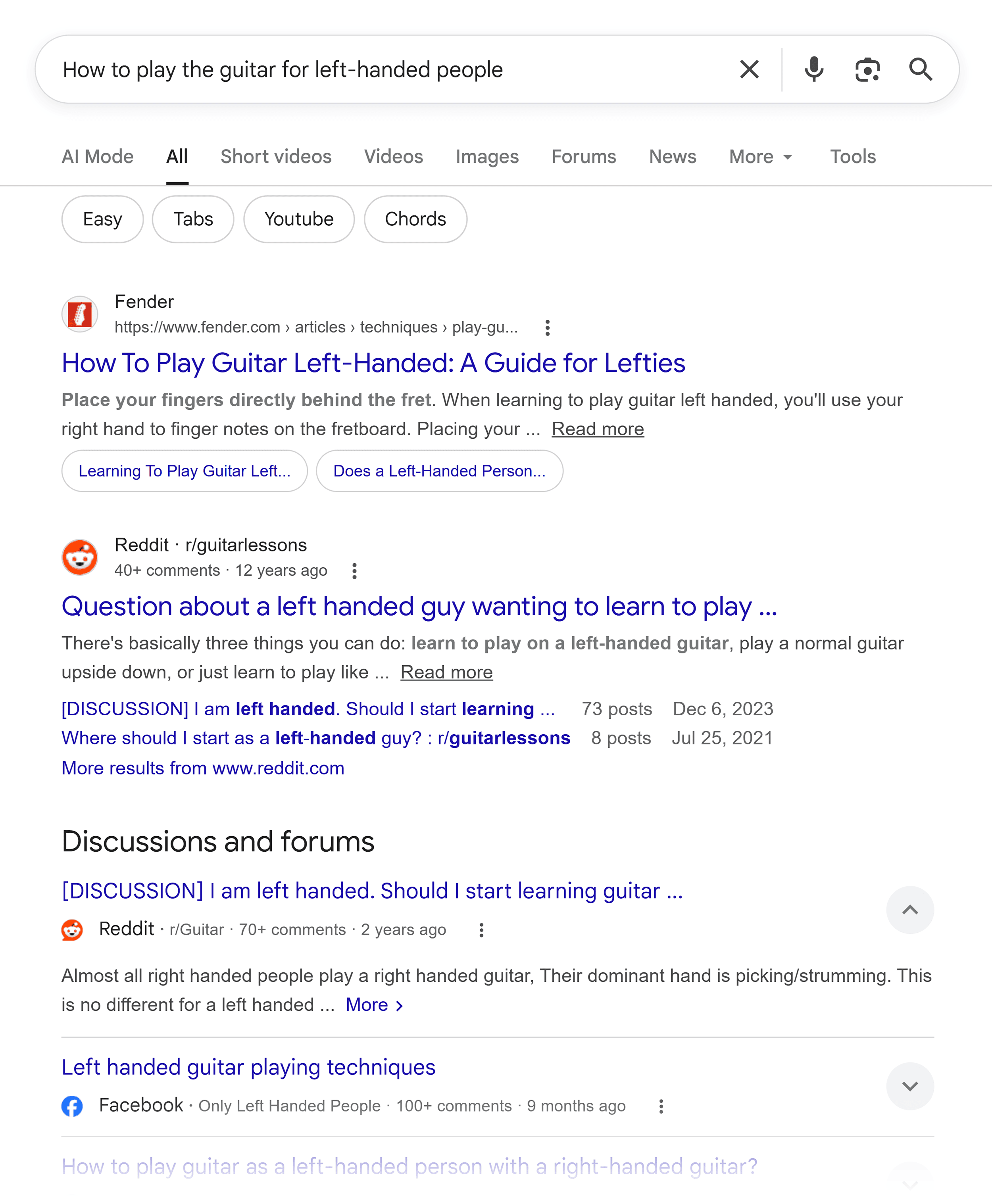 Google SERP &ndash; Play guitar