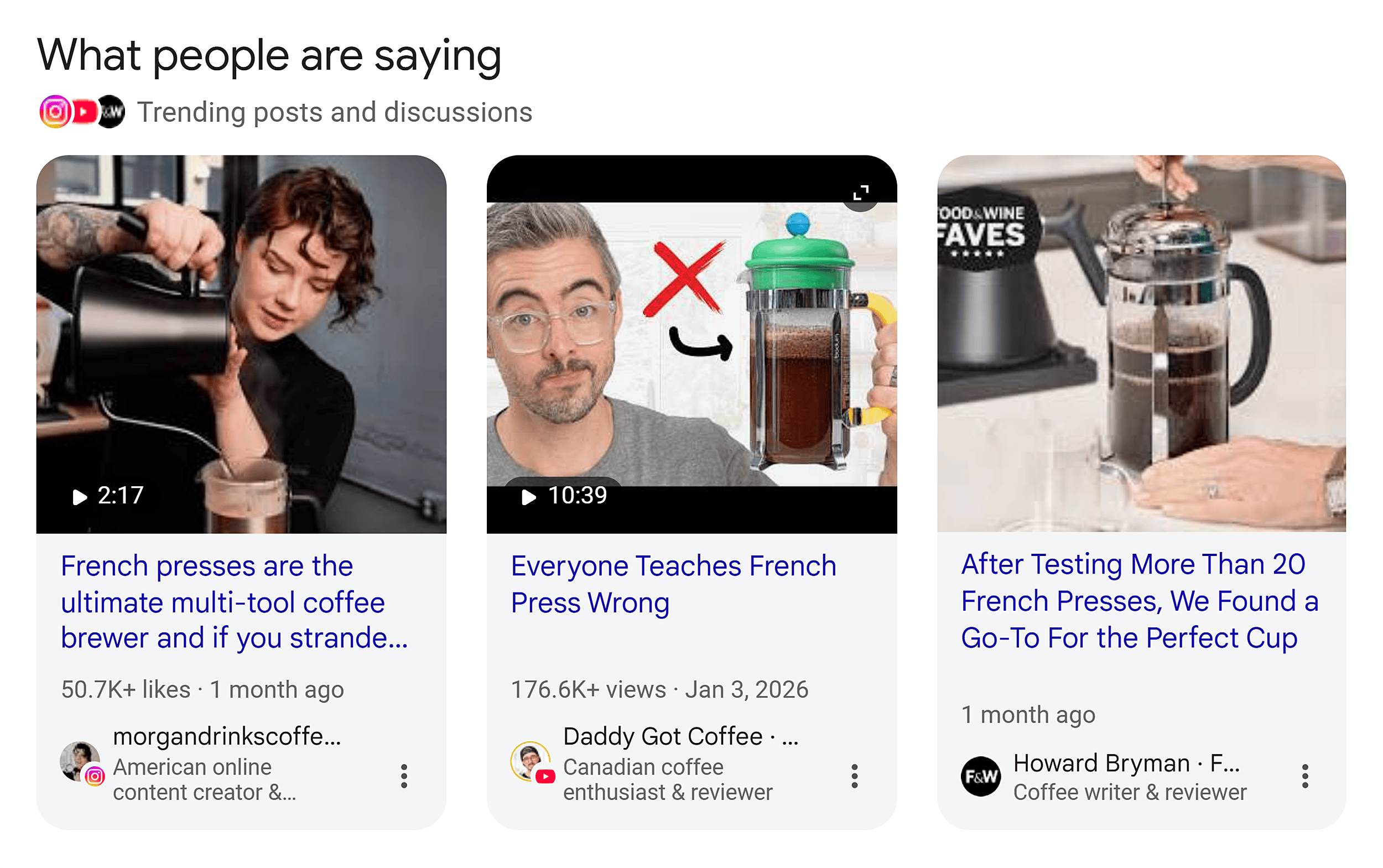 Google SERP &ndash; What people are saying