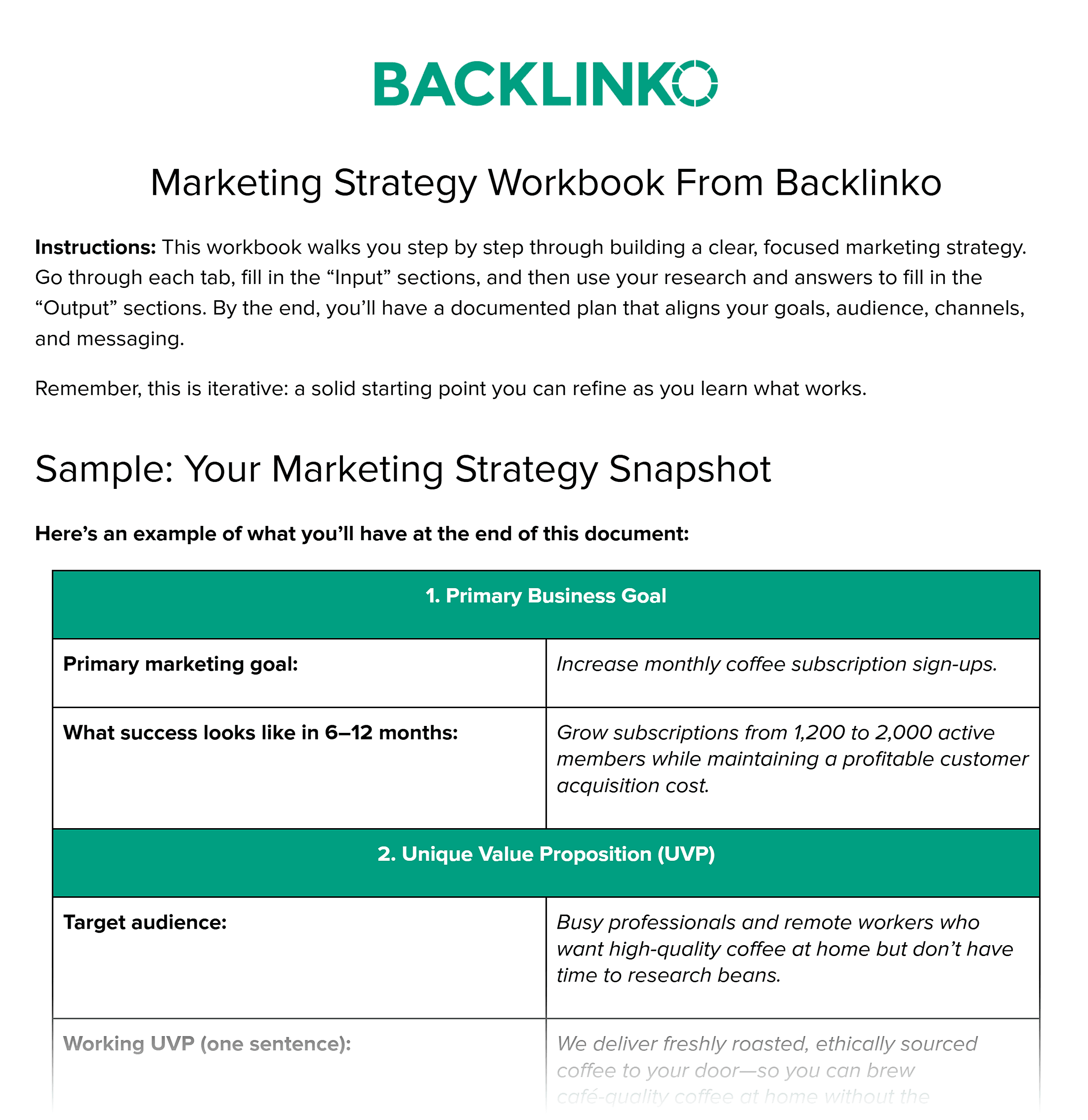 Marketing Strategy Workbook