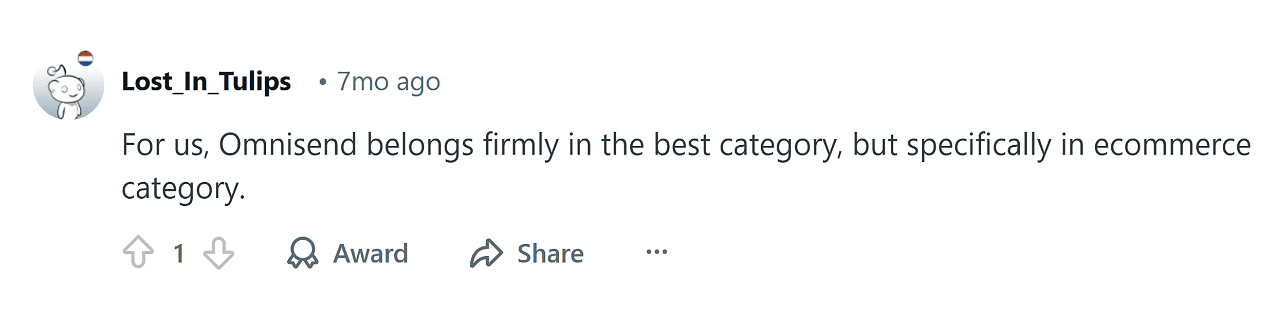 Reddit – Omnisend comment