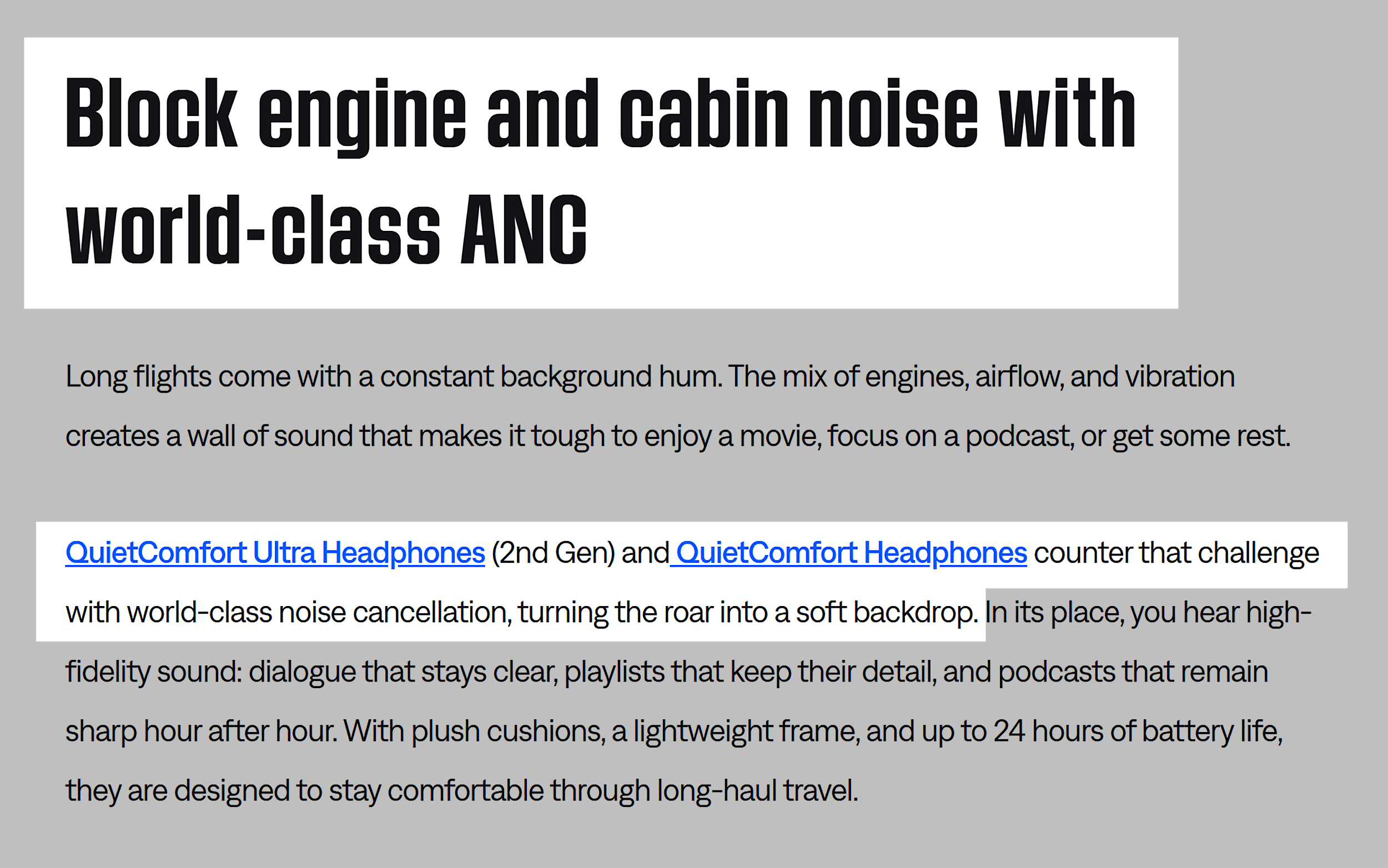 Bose &ndash; Noise cancelling headphones for flights