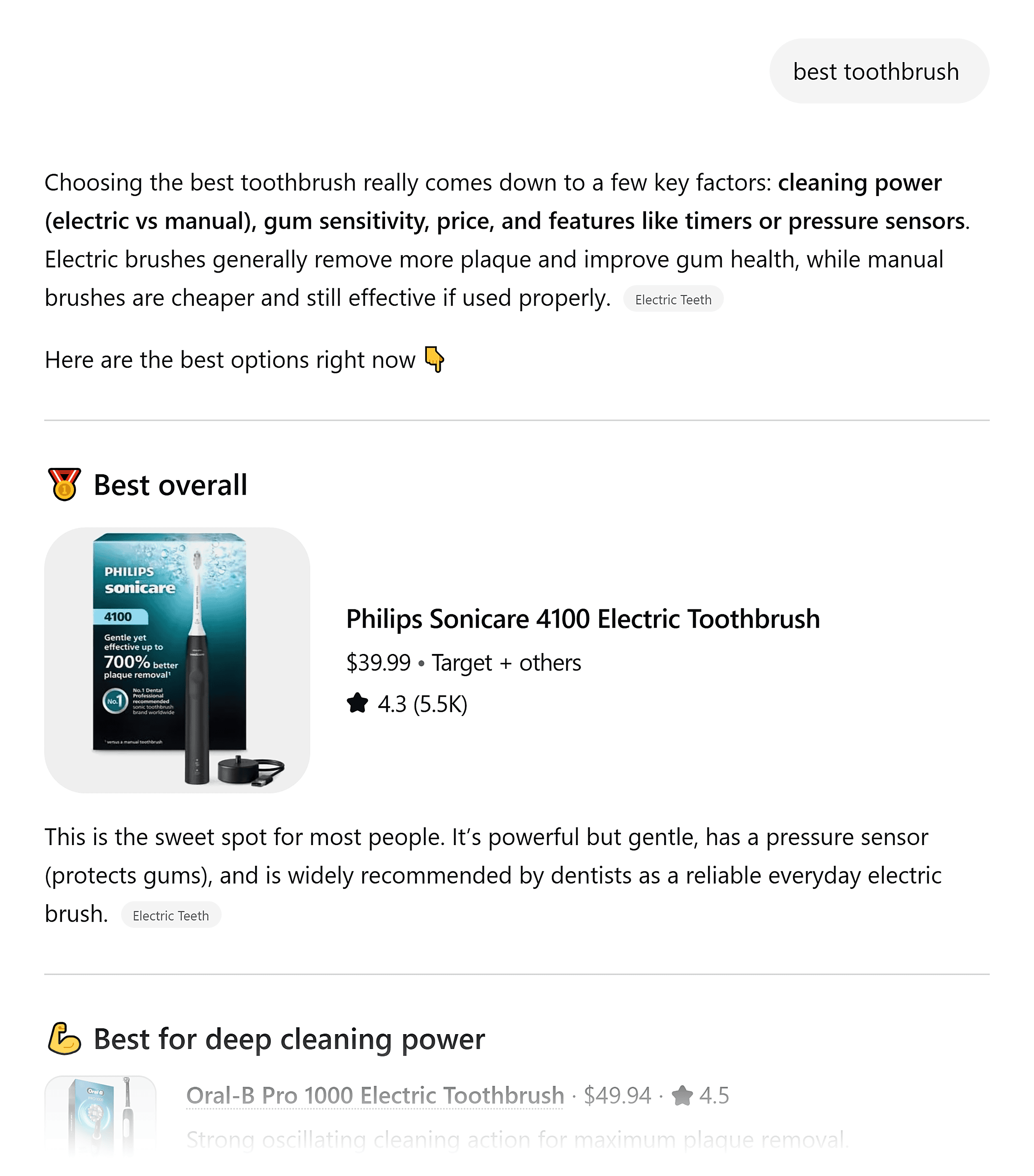 ChatGPT &ndash; Best toothbrush