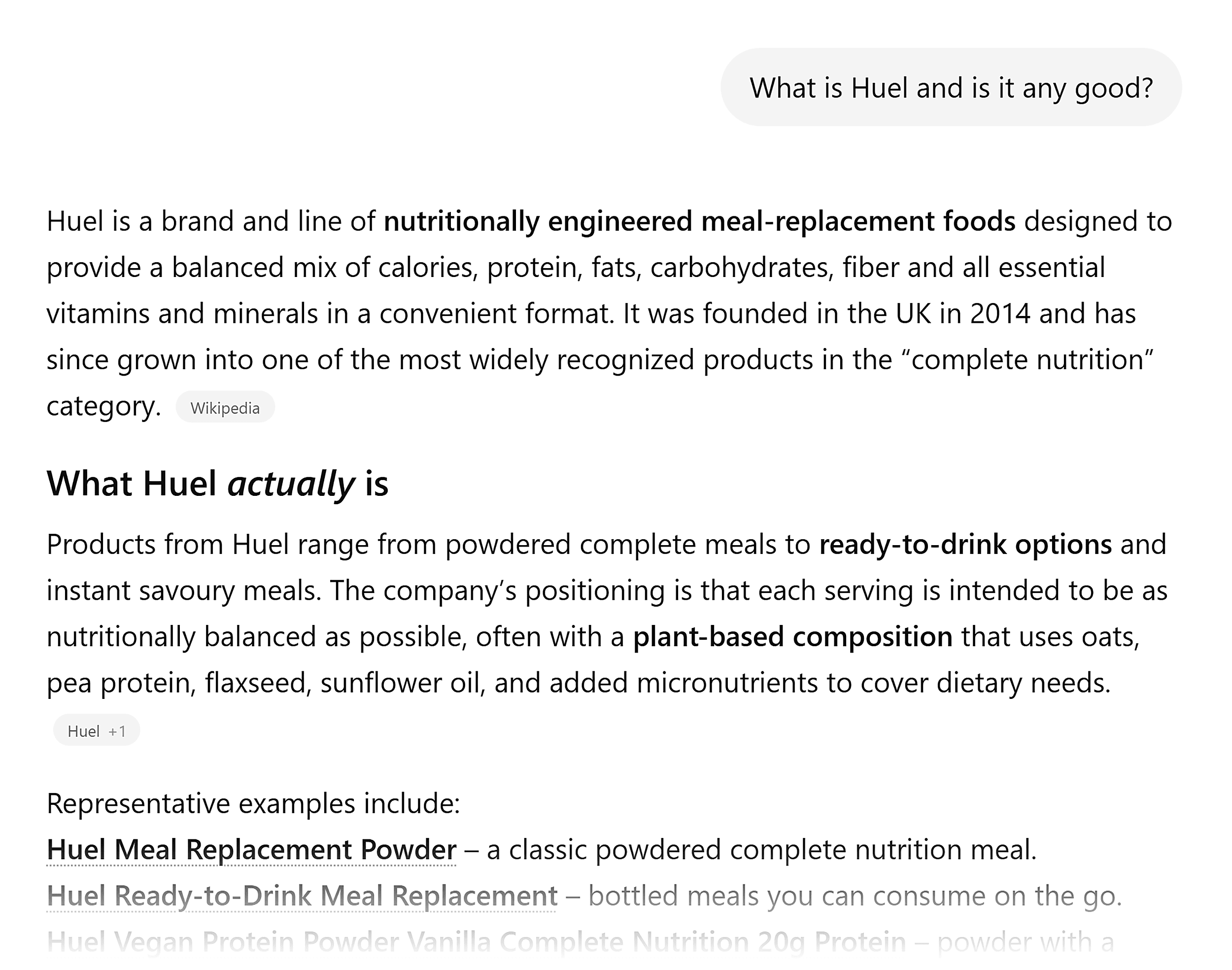 ChatGPT – What is Huel