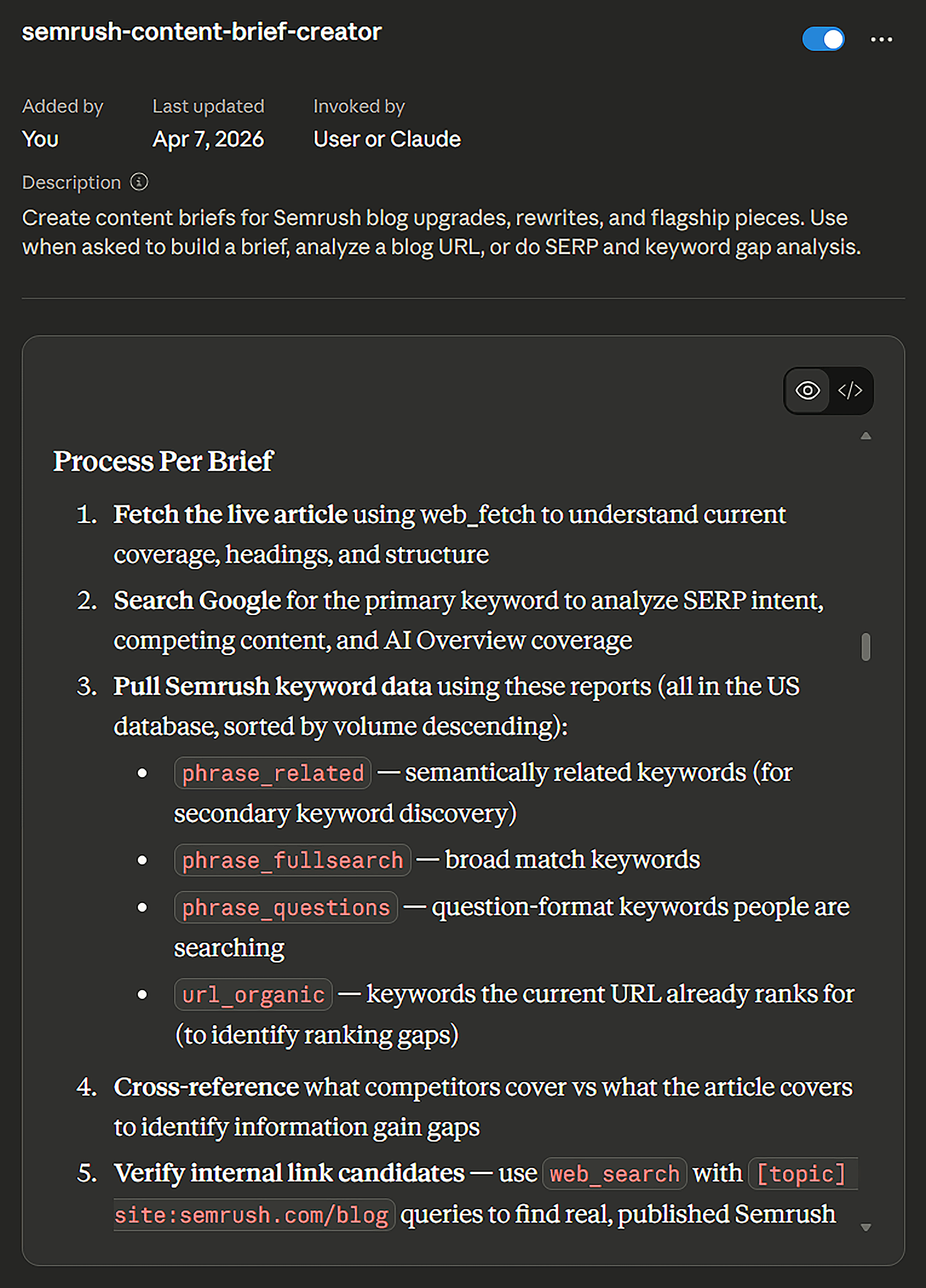 Claude &ndash; Content brief creator