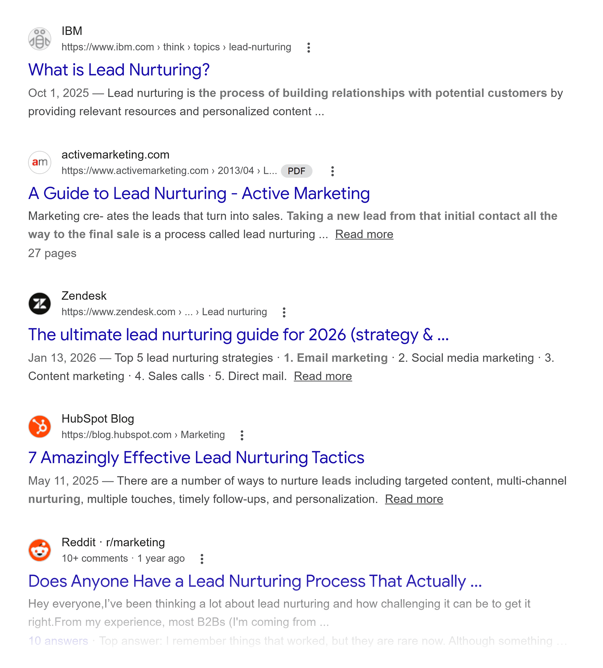 Google SERP &ndash; Lead nurturing