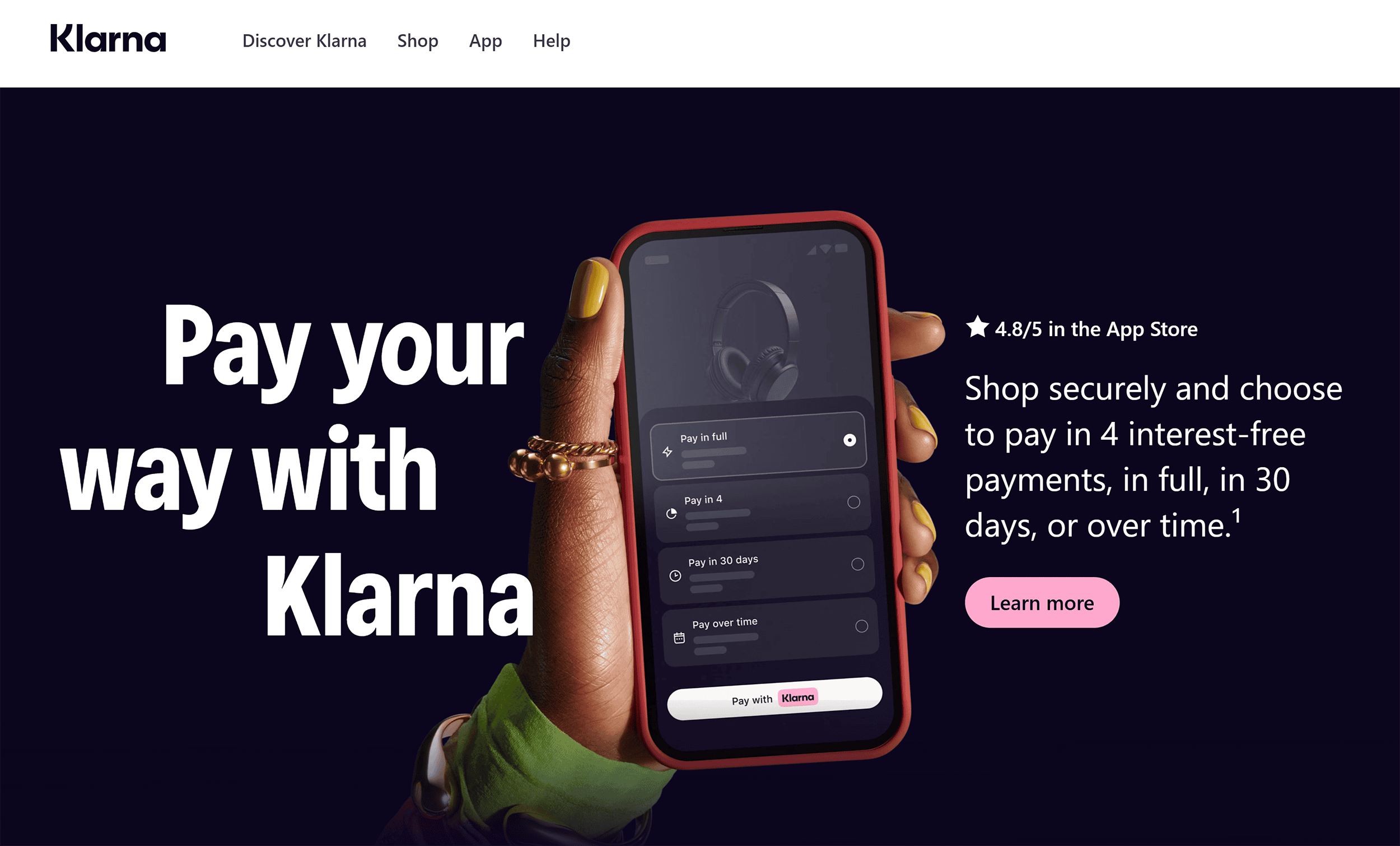 Klarna homepage